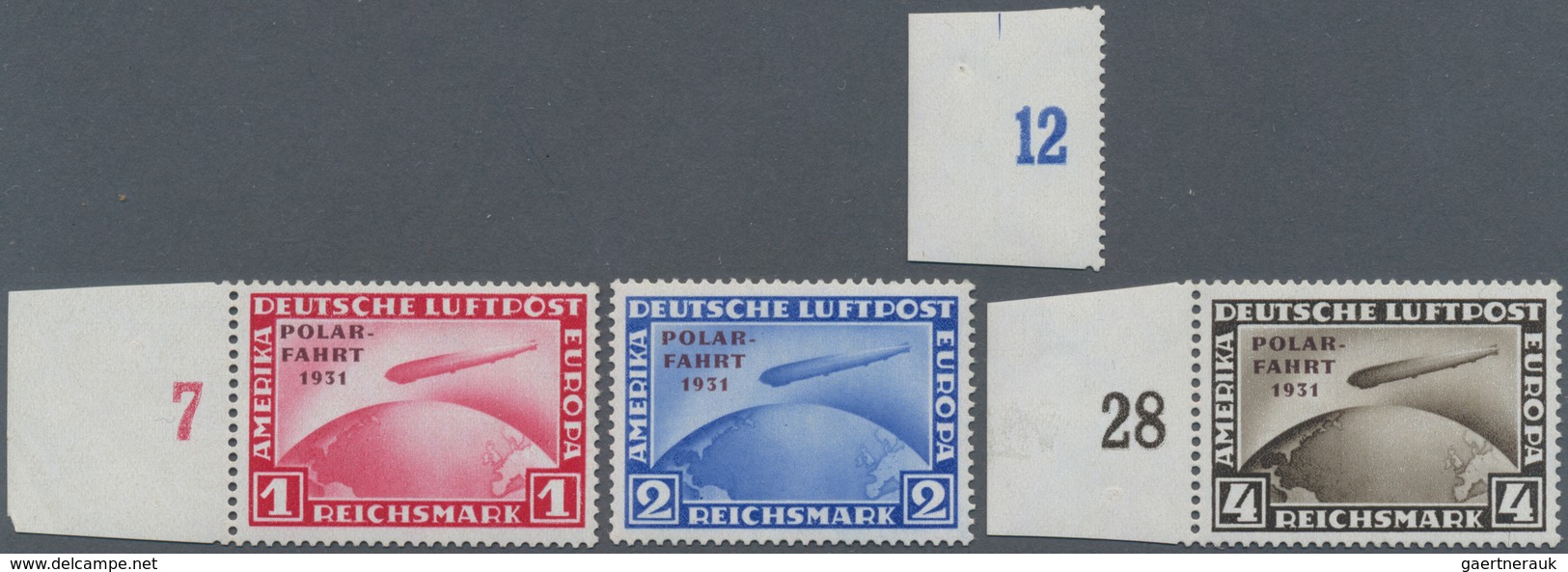 Deutsches Reich - Weimar: 1931, Zeppelin Polar-Fahrt, Drei Ungebrauchte Werte, Zwei Vom Linken Seite - Autres & Non Classés