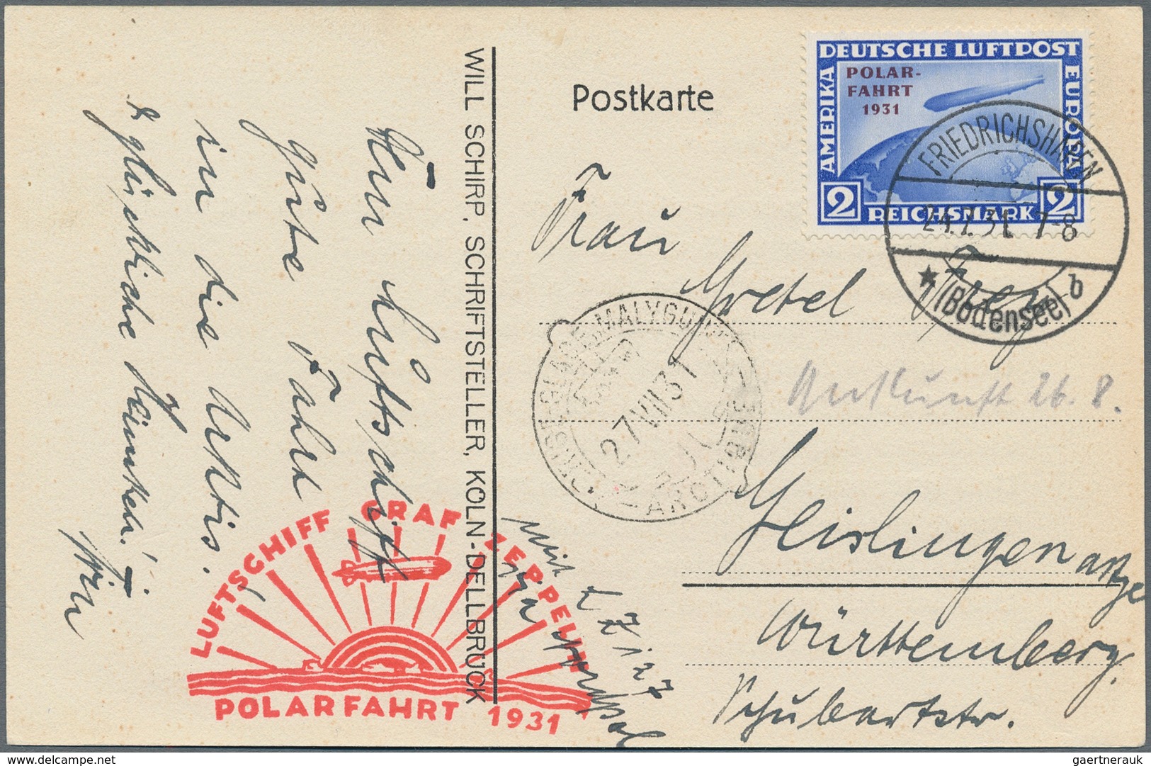 Deutsches Reich - Weimar: 1931, 1 - 4 RM ZEPPELIN Polarfahrt Auf Zeppelinkarte Und -Brief Friedrichs - Other & Unclassified