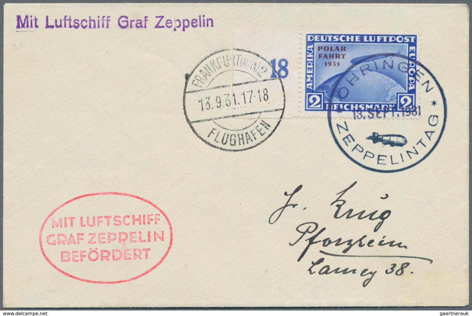Deutsches Reich - Weimar: 1931. Polarfahrt 2 RM Mit Dem Seltenen Aufdruckfehler "Ohne Bindestrich Na - Autres & Non Classés