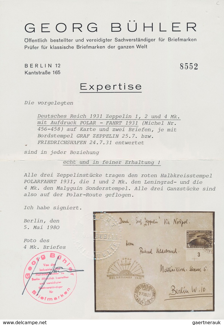 Deutsches Reich - Weimar: 1934, 4 Mark Polarfahrt Vom Unterrand Als Einzelfranaktur Auf Zeppelinbrie - Other & Unclassified