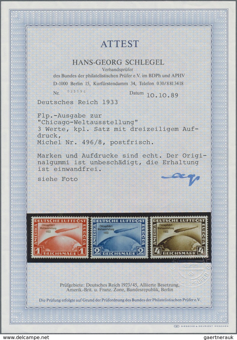 Deutsches Reich - 3. Reich: 1933, 1 - 4 RM. Chicagofahrt, Kompletter Einwandfrei Postfrischer Satz M - Brieven En Documenten