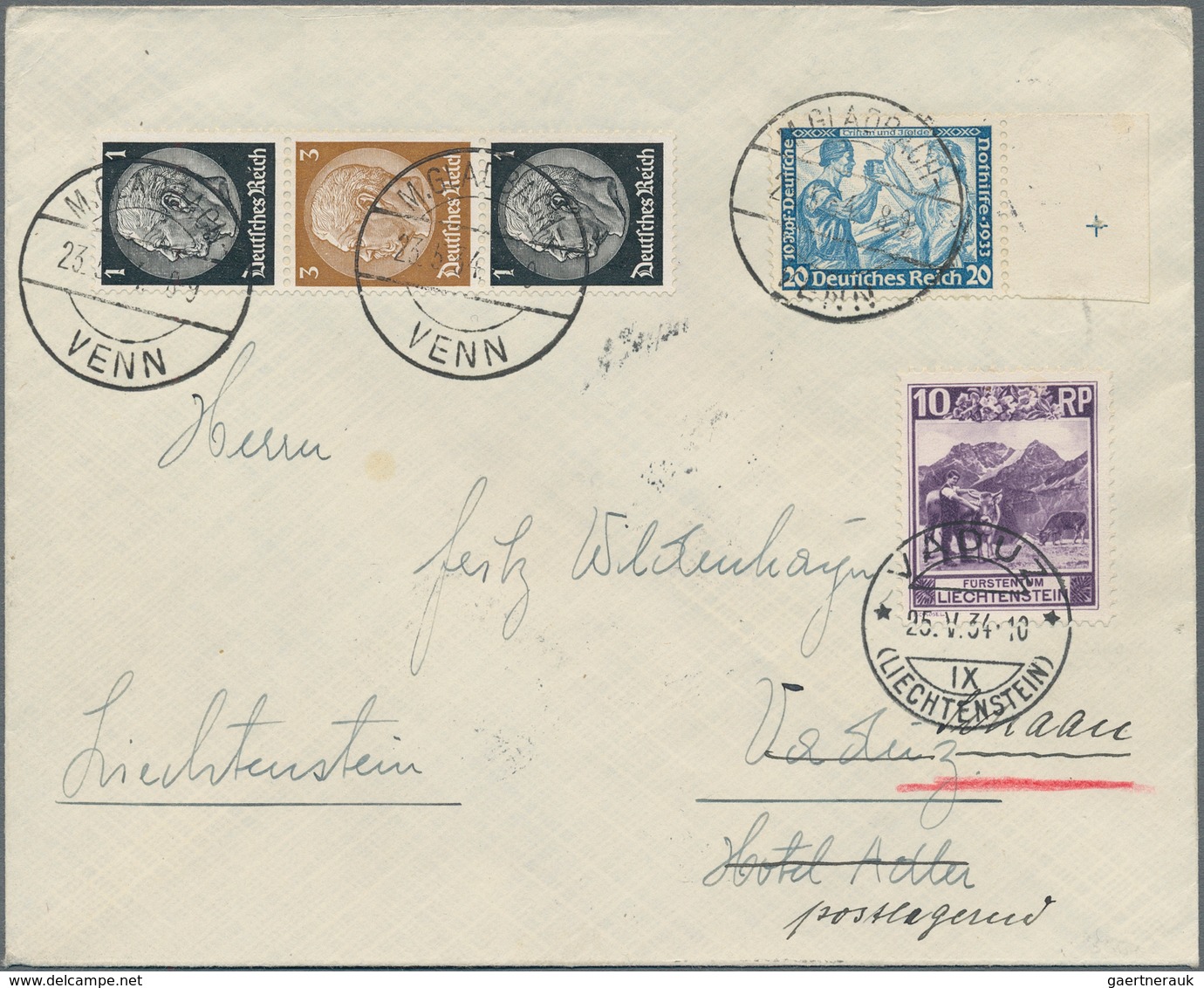 Deutsches Reich - 3. Reich: 1934, 20 Pf Wagner Vom Rechten Rand Mit Passerkreuz In MiF Mit Hindenbur - Covers & Documents