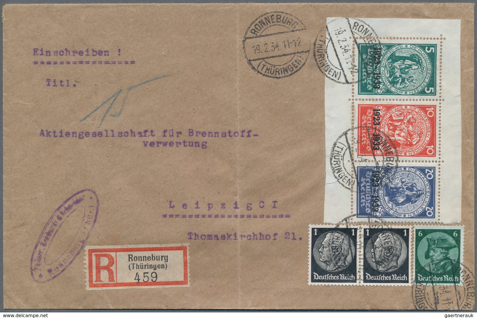 Deutsches Reich - 3. Reich: 1933, 5 Pf, 10 Pf U. 20 Pf Marken Aus Nothilfeblock, Zusammenhängend Als - Cartas & Documentos