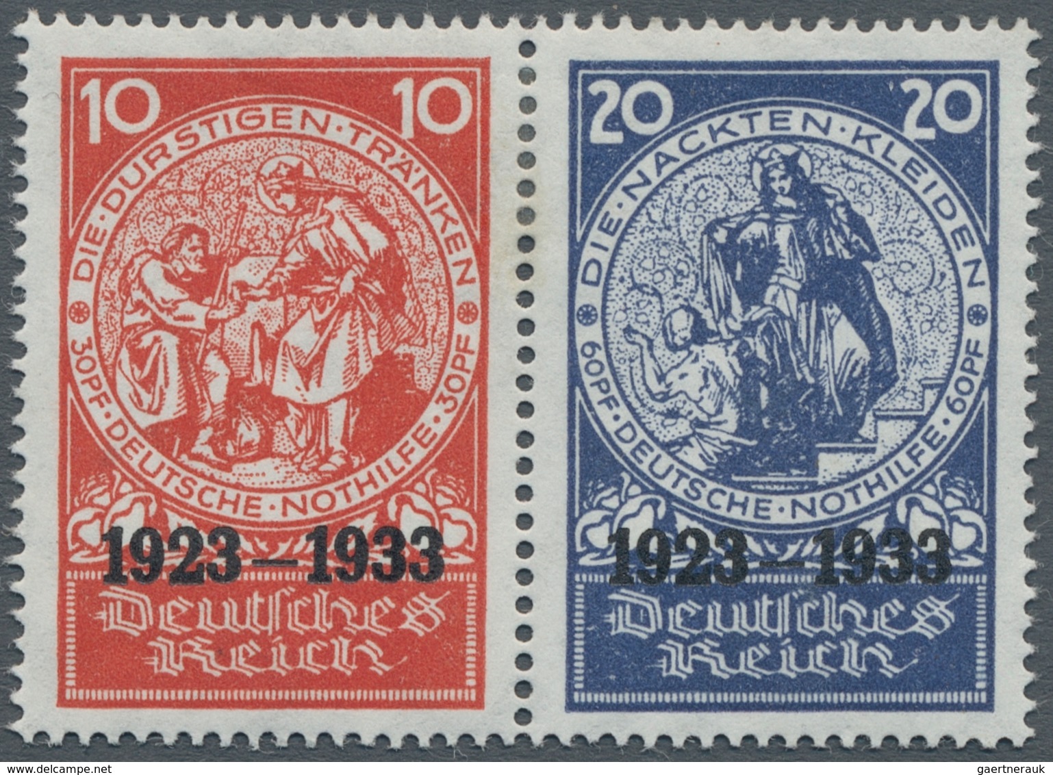 Deutsches Reich - 3. Reich: 1933, Zusammendrucke Aus Block 2 In Ungebrauchter Erhaltung, Alle Möglic - Lettres & Documents