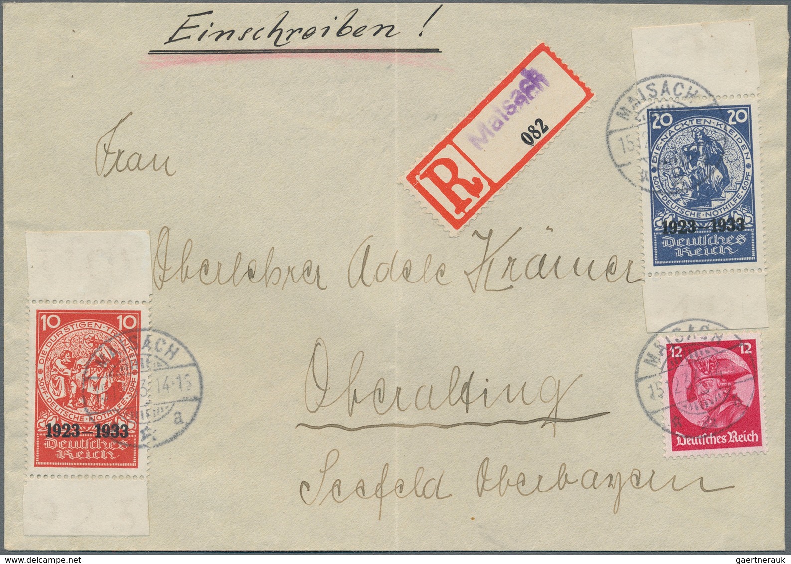 Deutsches Reich - 3. Reich: 1933, 10+30 Pf Und 20+60 Pf Jeweils Aus Block 2 Mit Randteilen In MiF Mi - Lettres & Documents