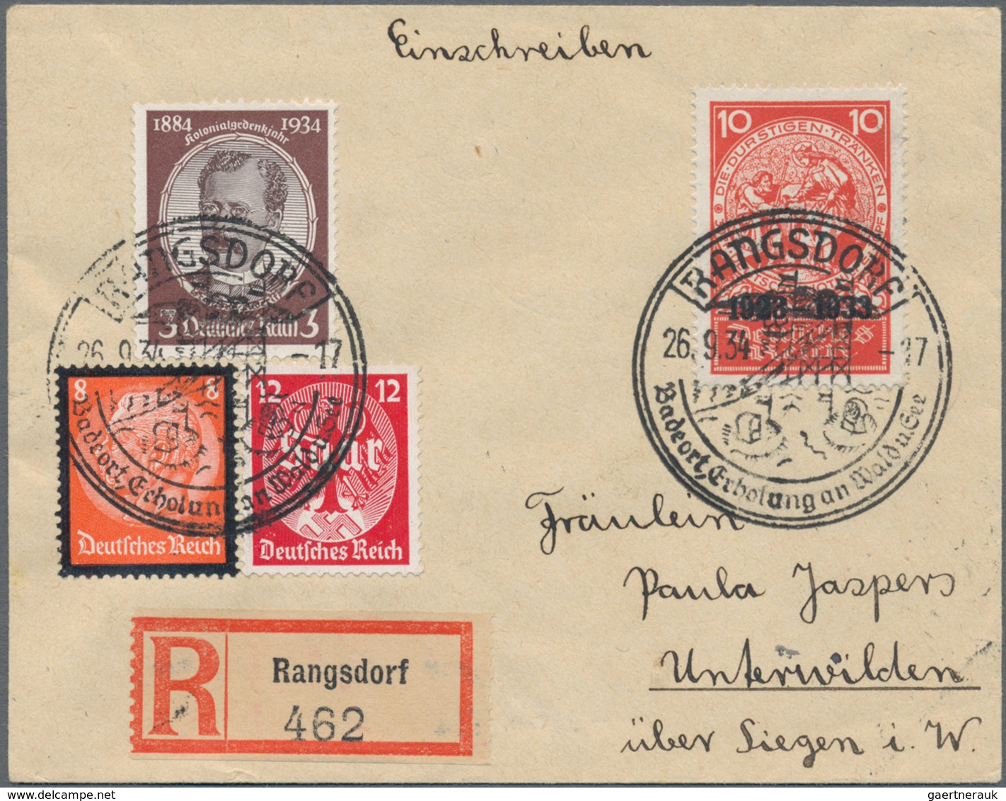 Deutsches Reich - 3. Reich: 1933, 10 + 30 Pf Dkl'zinnober Marke Aus Nothilfe-Block, Zusammen Mit 3 W - Brieven En Documenten