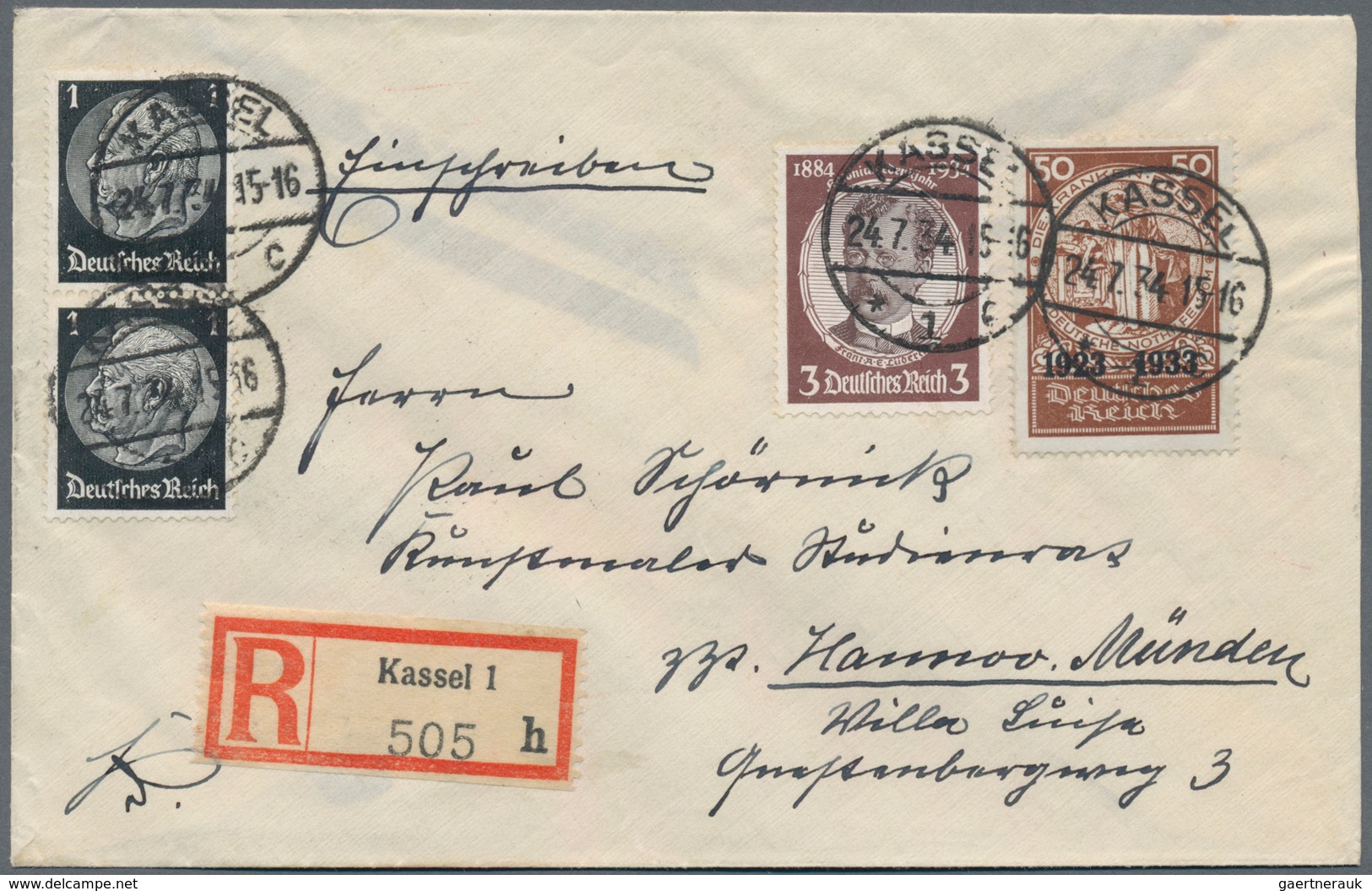Deutsches Reich - 3. Reich: 1933, 50 + 150 Pf Lebhaftsiena Marke Aus Nothilfeblock, Zusammen Mit 2 X - Covers & Documents