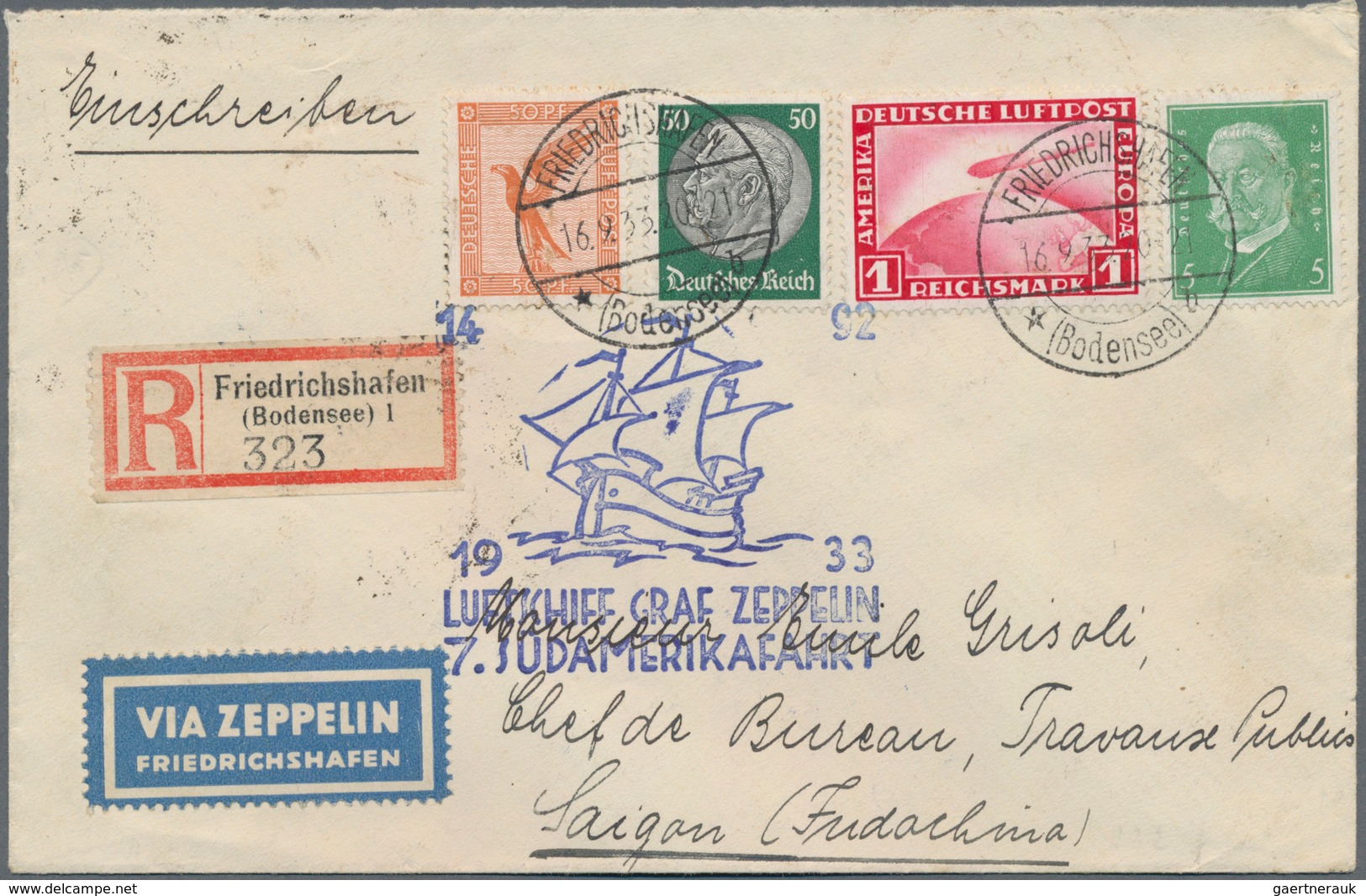 Deutsches Reich - 3. Reich: 1933. LZ 127/7. SAF: Leppelin Luxus-R-Brief Aus Friedrichshafen Mit Selt - Lettres & Documents