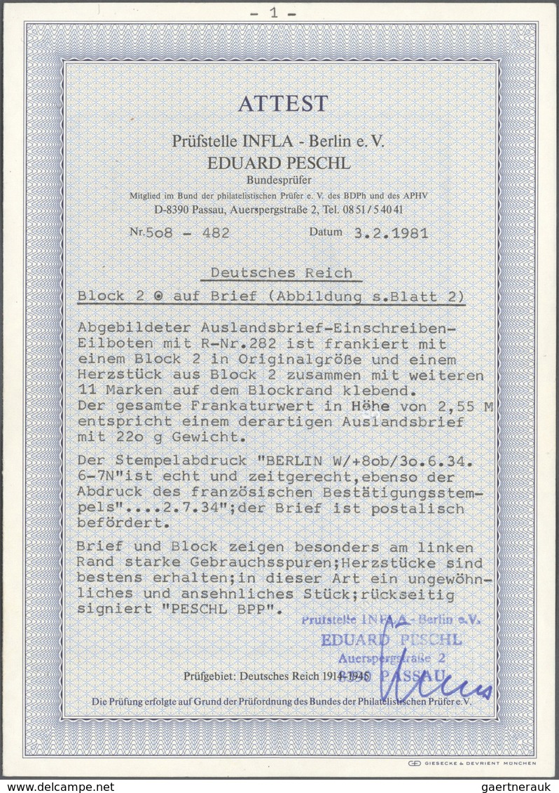 Deutsches Reich - 3. Reich: 1933, Nothilfe-Block Und Nothilfe-Blockmarken (Zusammendruck Ohne Blockr - Covers & Documents