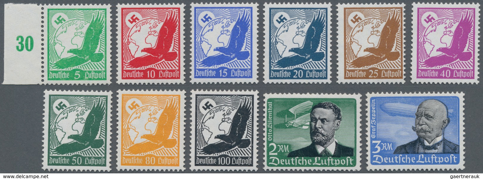 Deutsches Reich - 3. Reich: 1934. Flugpost. Kpl. Satz, Waagerechte Riffelung, Postfrisch, Unsigniert - Covers & Documents