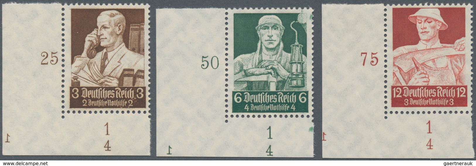 Deutsches Reich - 3. Reich: 1935, Deutsche Nothilfe: Berufsstände 3 Pf, 6 Pf Und 12 Pf, Je Als Luxus - Lettres & Documents