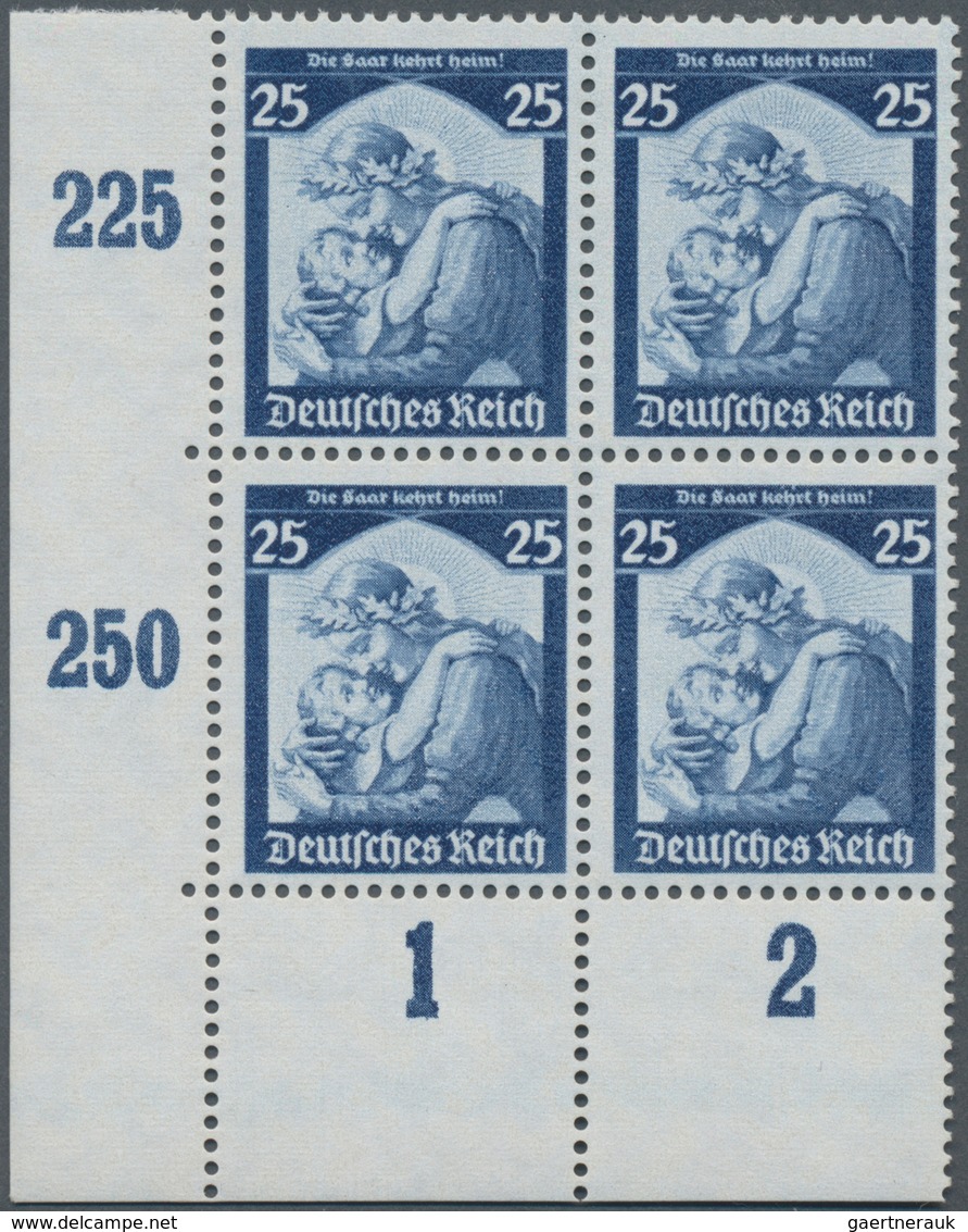 Deutsches Reich - 3. Reich: 1935, 3 Pf. Bis 25 Pf. Saarabstimmung, Kompletter Postfrischer, Ungefalt - Briefe U. Dokumente