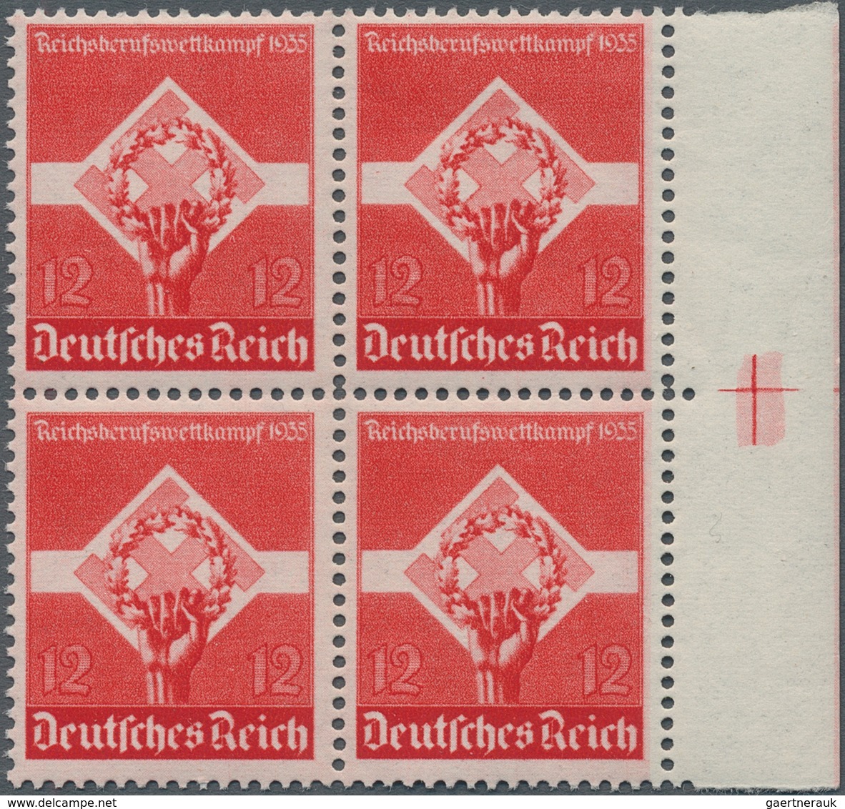 Deutsches Reich - 3. Reich: 1935, 12 (Pf) Berufswettkampf Im Postfrischen Viererblock Mit Waagerecht - Lettres & Documents