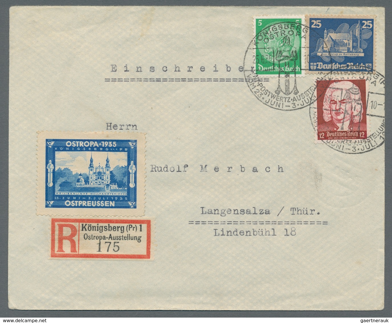 Deutsches Reich - 3. Reich: 1935, "OSTROPA"-Einzelmarken Je Als Portorichtige Frankatur (dabei Dreim - Covers & Documents