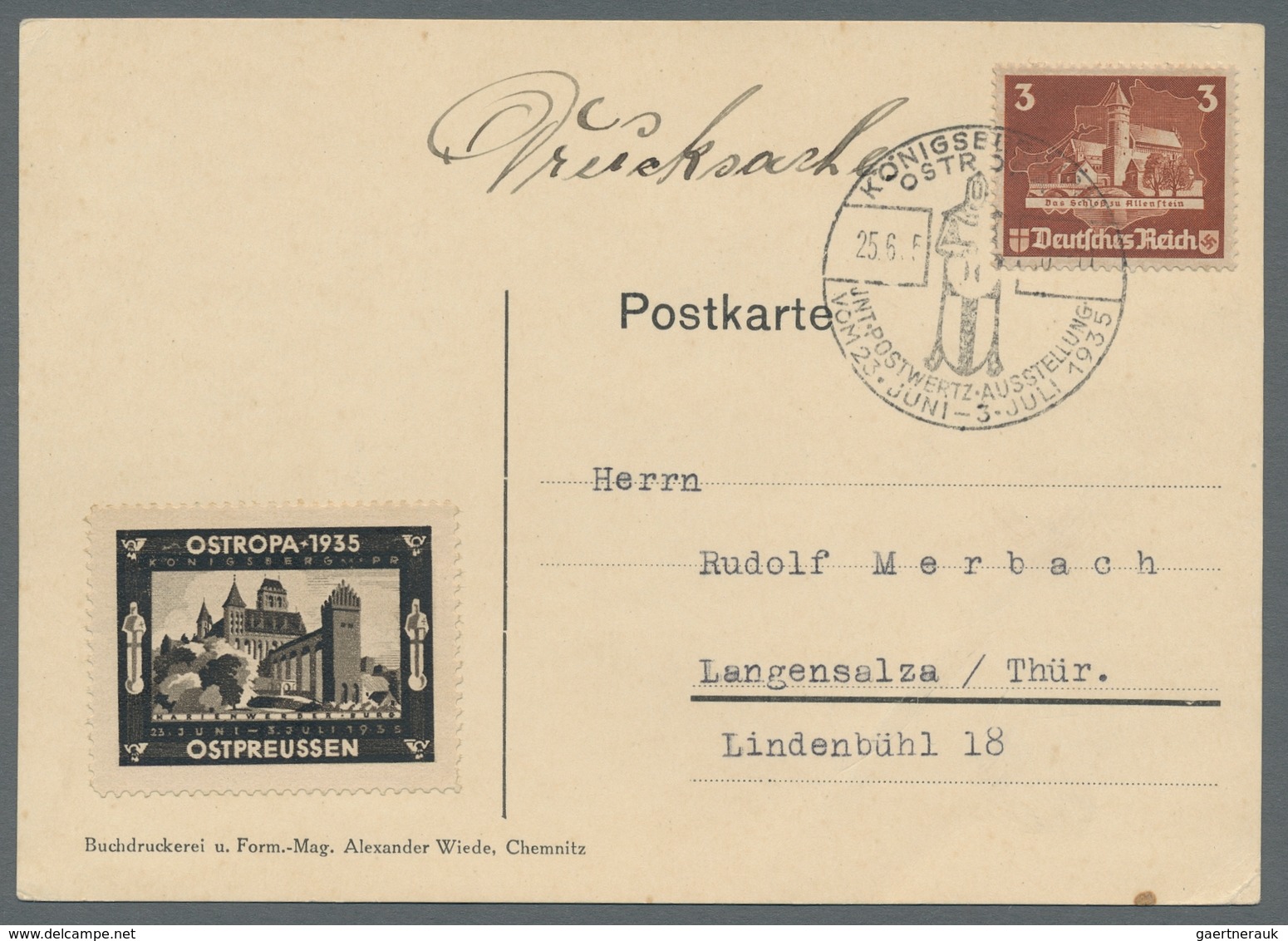 Deutsches Reich - 3. Reich: 1935, "OSTROPA"-Einzelmarken Je Als Portorichtige Frankatur (dabei Dreim - Briefe U. Dokumente