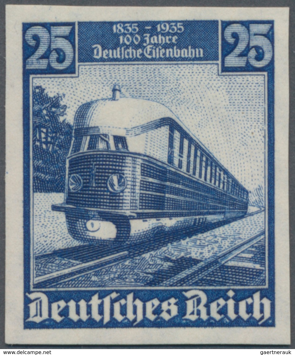 Deutsches Reich - 3. Reich: 1935, 25 Pfg. DEUTSCHE EISENBAHN, Vierseitig Breitrandig UNGEZÄHNT, Tade - Covers & Documents