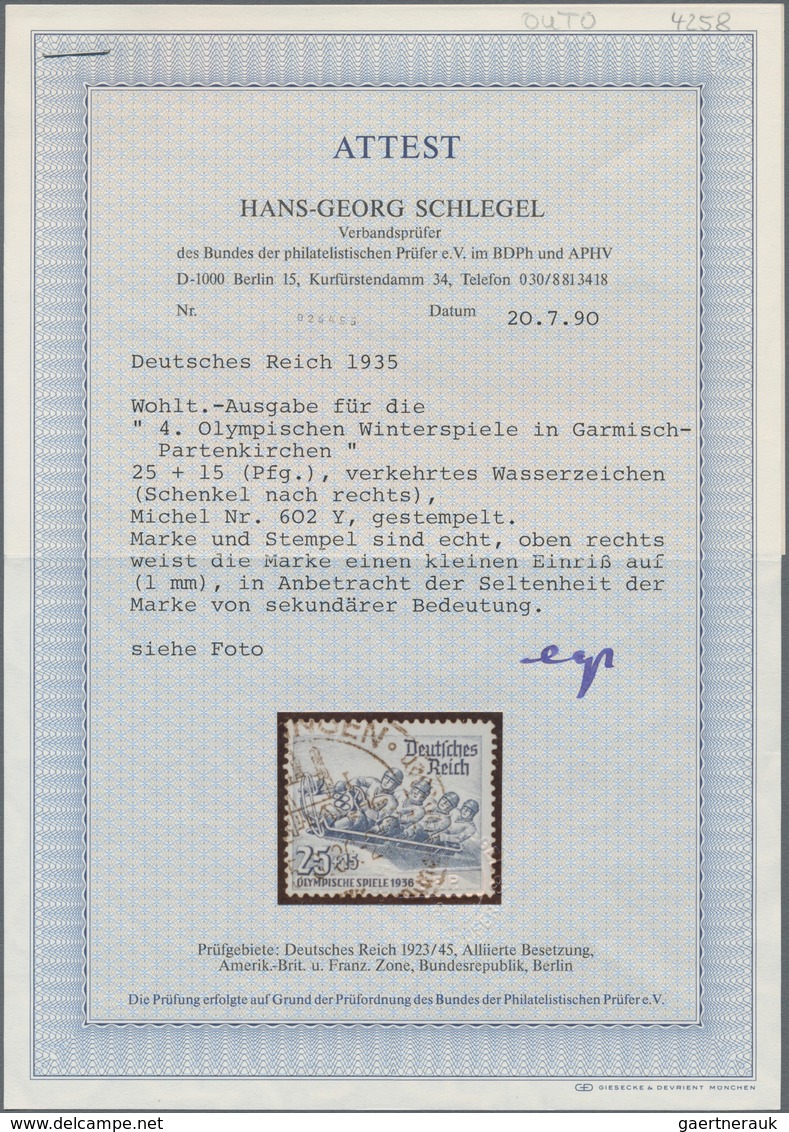 Deutsches Reich - 3. Reich: 1935, 25 Pfg. Olympische Winterspiele 1936 Mit Verkehrtem Wasserzeichen, - Covers & Documents