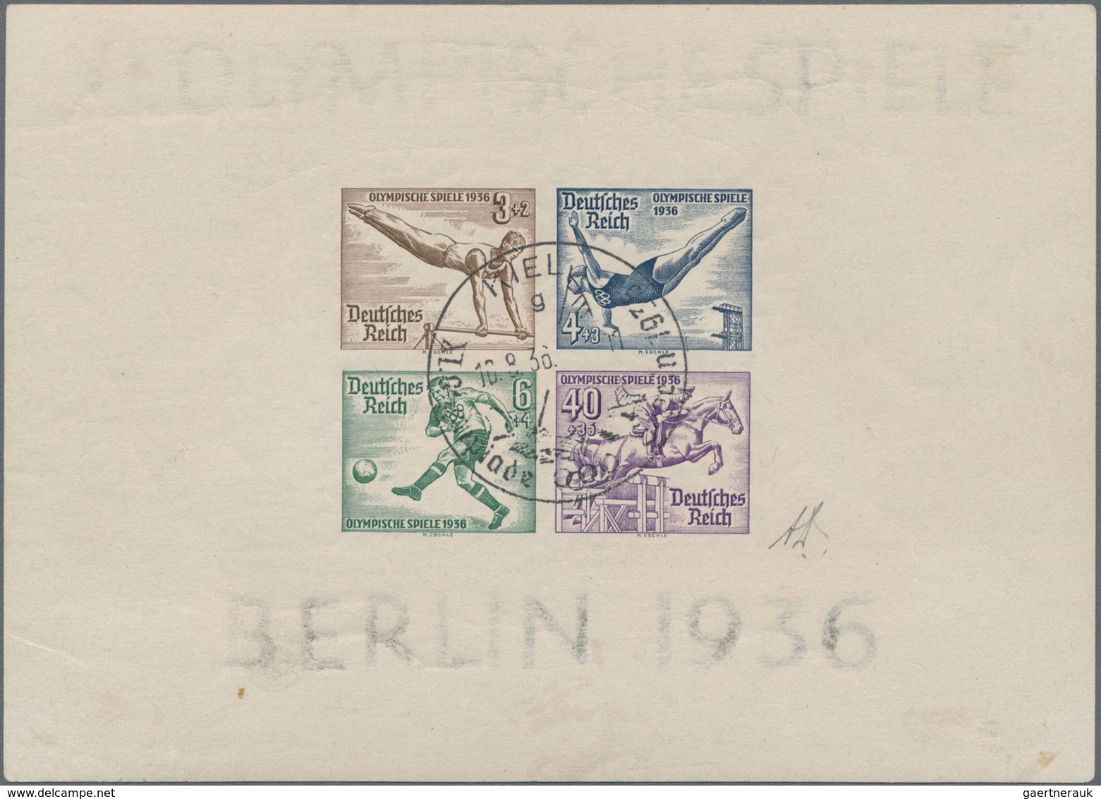 Deutsches Reich - 3. Reich: 1936, Block-Ausgabe "Olympische Sommerspiele In Berlin", UNGEZÄHNT, Gest - Briefe U. Dokumente