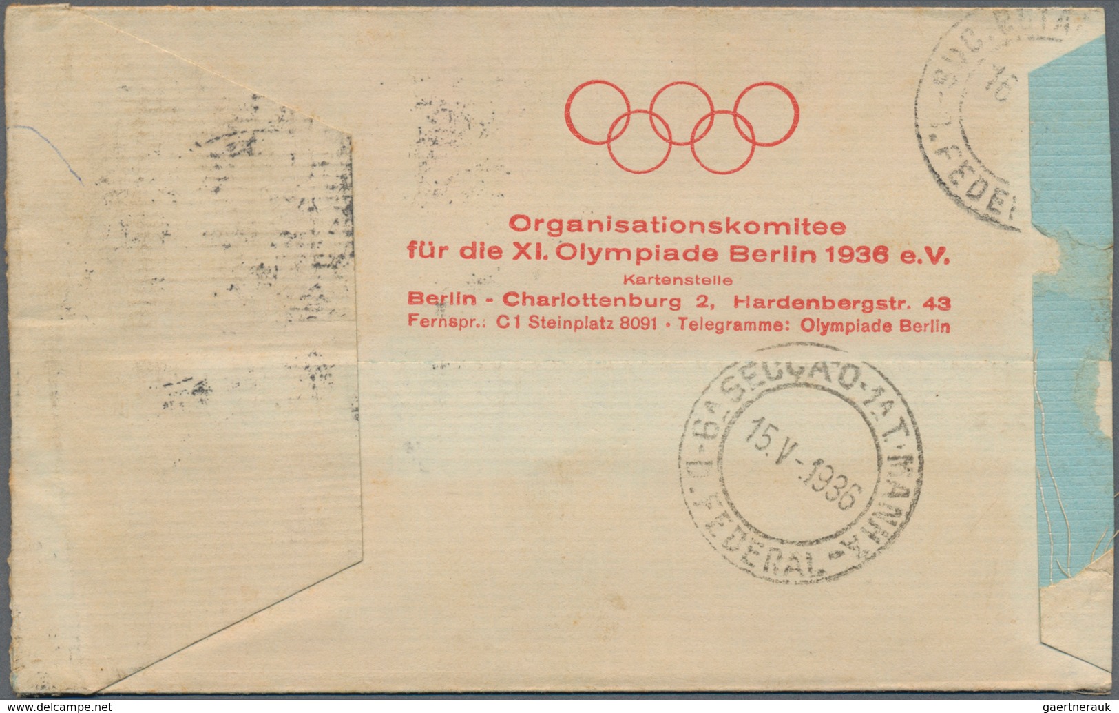 Deutsches Reich - 3. Reich: 1936, "Organisationskomitee Für Die XI.Olympiade Berlin" Roter Zudruck A - Covers & Documents