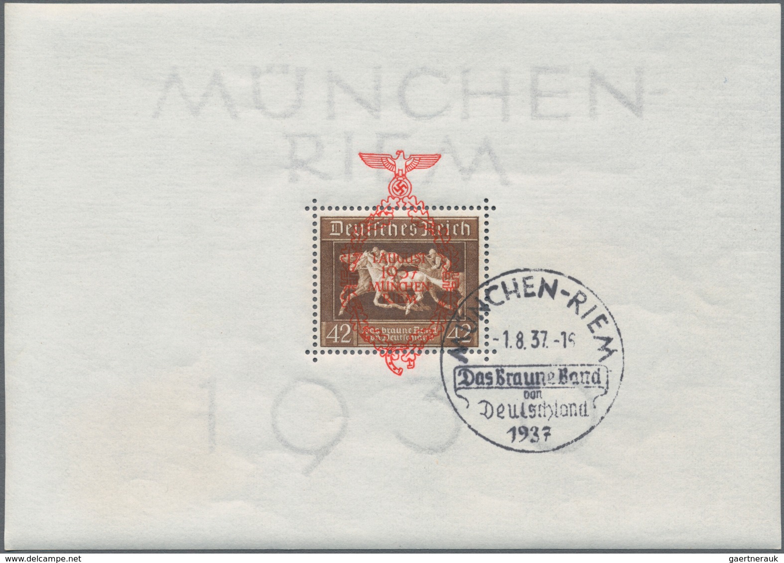 Deutsches Reich - 3. Reich: 1937, München Riem-Block Mit Aufdruck, 2 X Postfrisch U. 1 X Gestempelt, - Covers & Documents