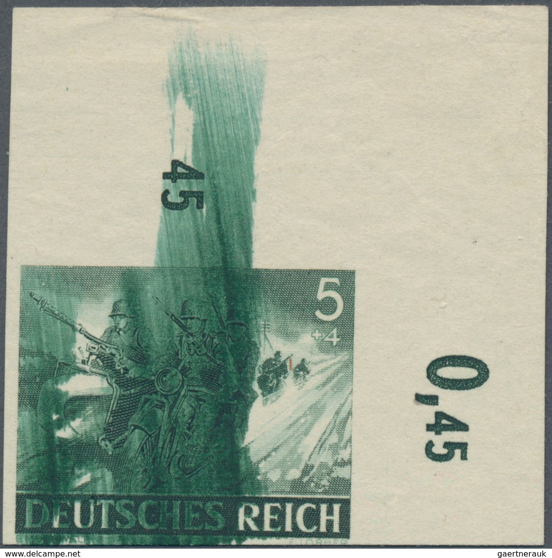 Deutsches Reich - 3. Reich: 1943, 5 Pf "Tag Der Wehrmacht Heldengedenktag: Motorradfahrer", Ungummie - Covers & Documents