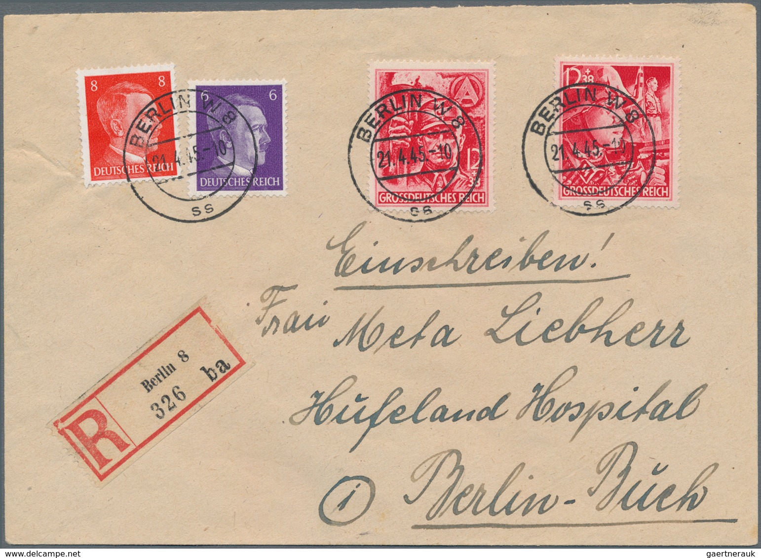 Deutsches Reich - 3. Reich: 1945, 20.4. + 21.4.: Zwei Orts-Einschreiben Jeweils Mit Den SA/SS Marken - Briefe U. Dokumente