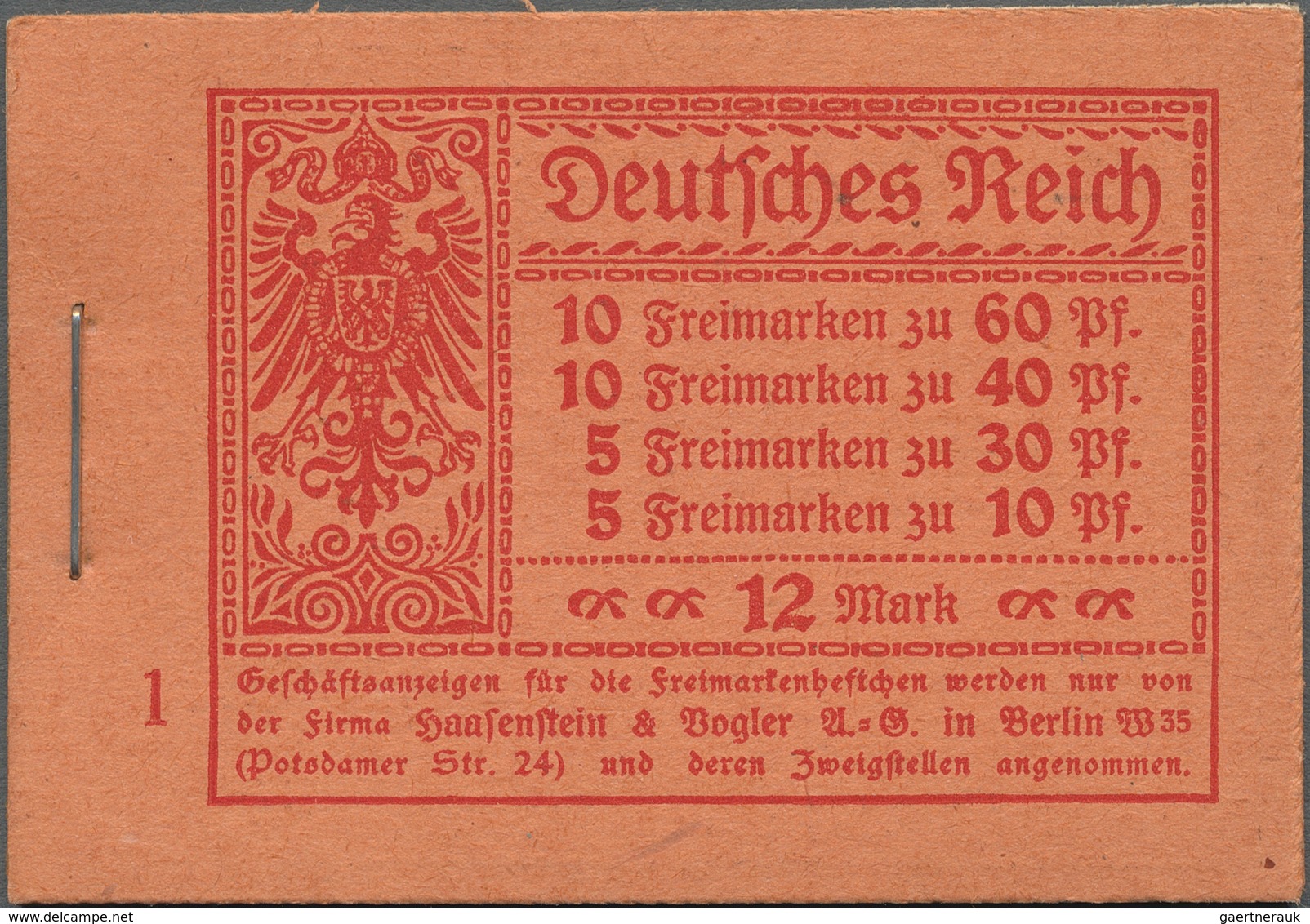 Deutsches Reich - Markenheftchen: 1921, Markenheft »Germania Und Ziffern«, Heftblattränder Links Dgz - Carnets