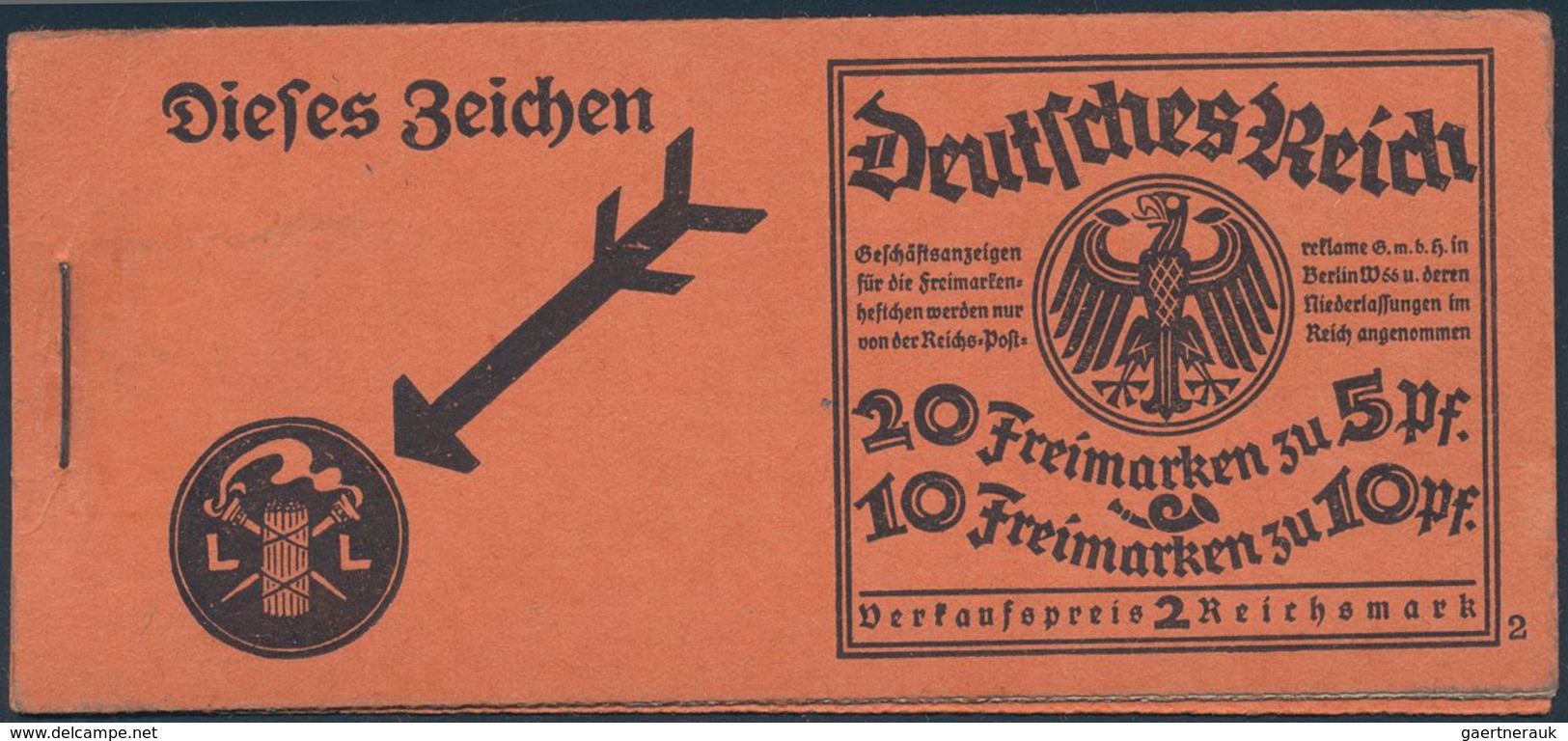 Deutsches Reich - Markenheftchen: 1925, NEUER REICHSADLER, ONr. 2, Komplettes Postfrisches Original- - Booklets