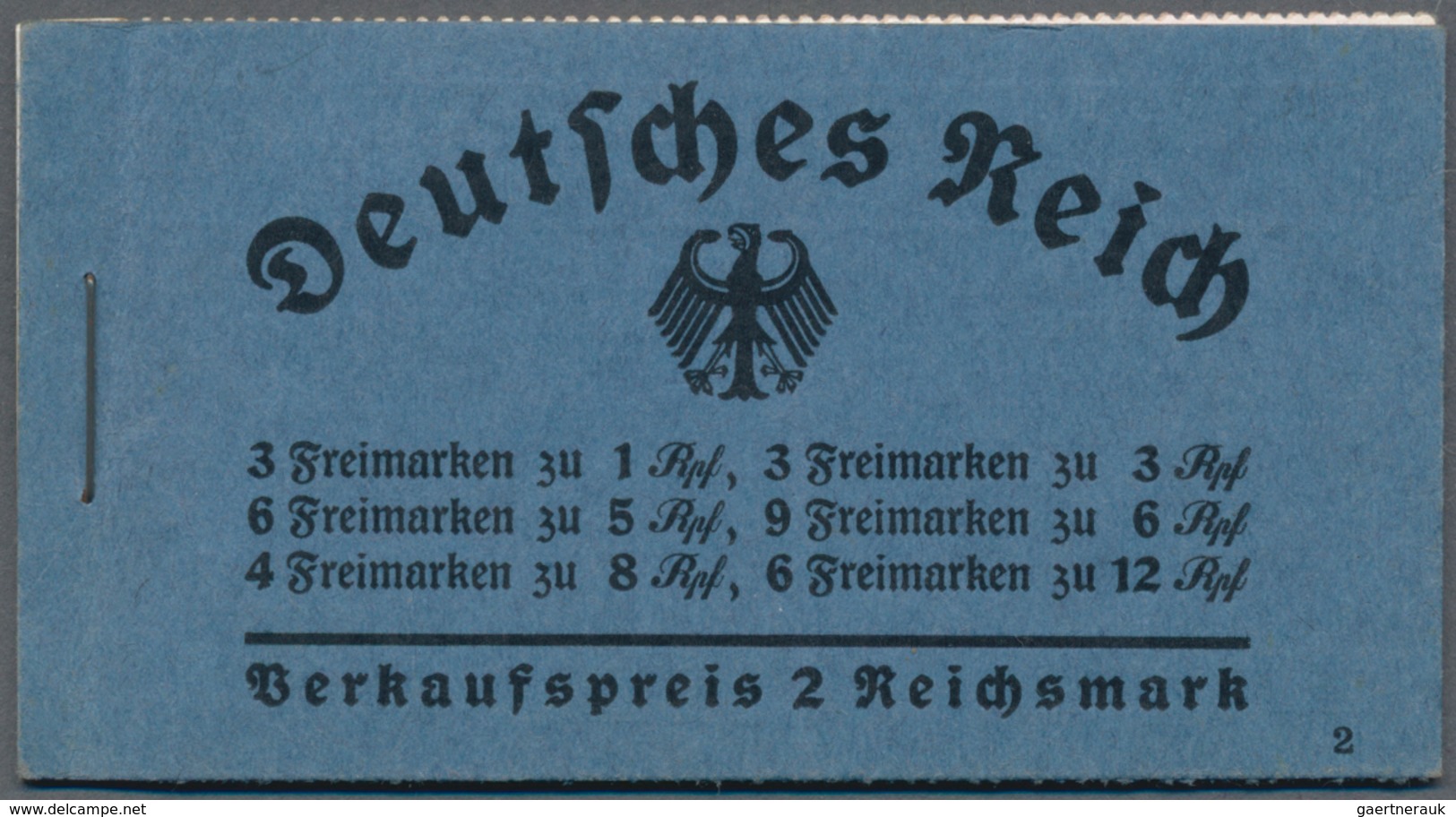 Deutsches Reich - Markenheftchen: 1934, Hindenburg Heftchen Zu 2 Reichsmark Mit Ordnungsnummer 2, H- - Markenheftchen