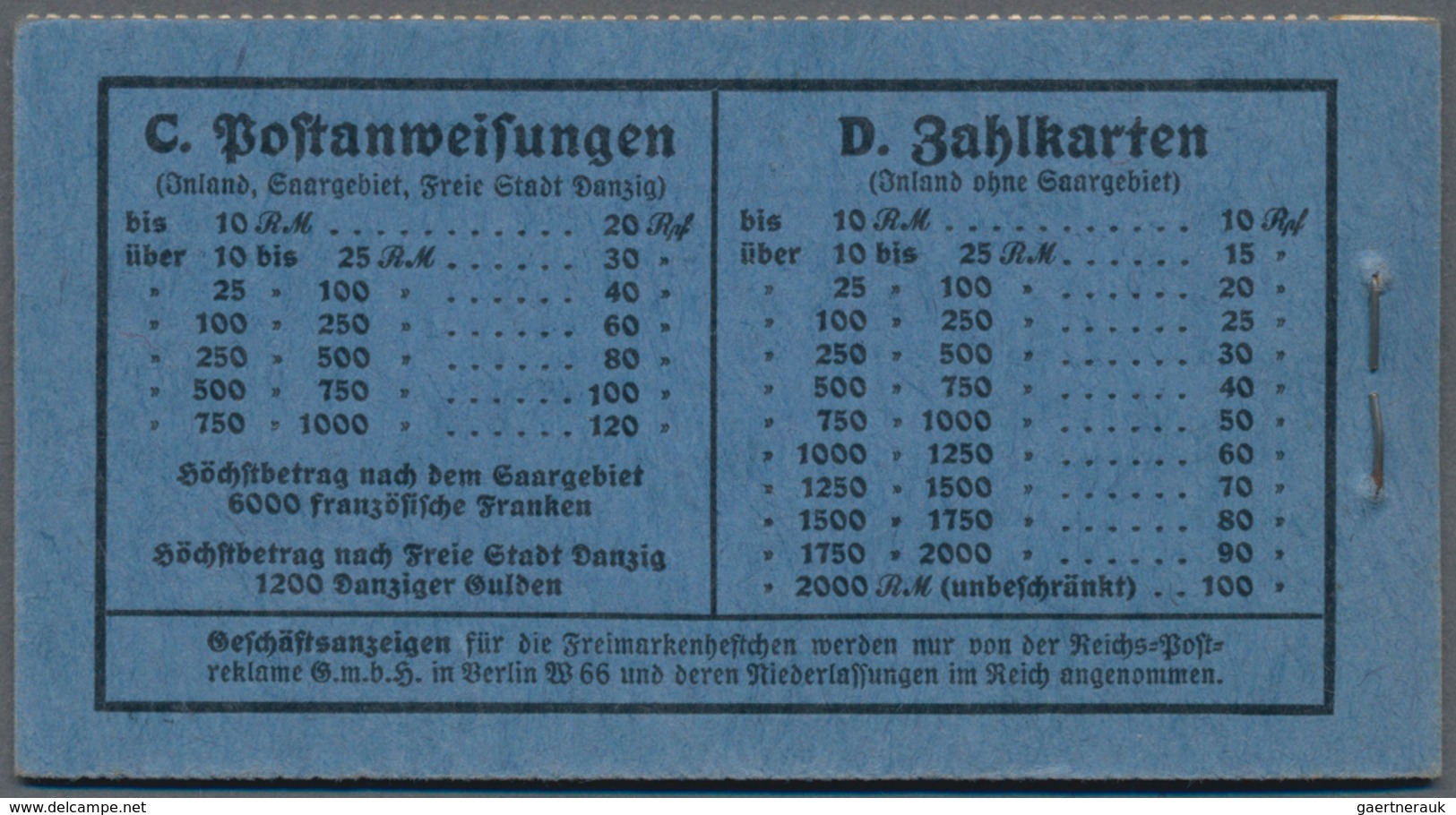 Deutsches Reich - Markenheftchen: 1934, Hindenburg Heftchen Zu 2 Reichsmark Mit Ordnungsnummer 2, H- - Carnets