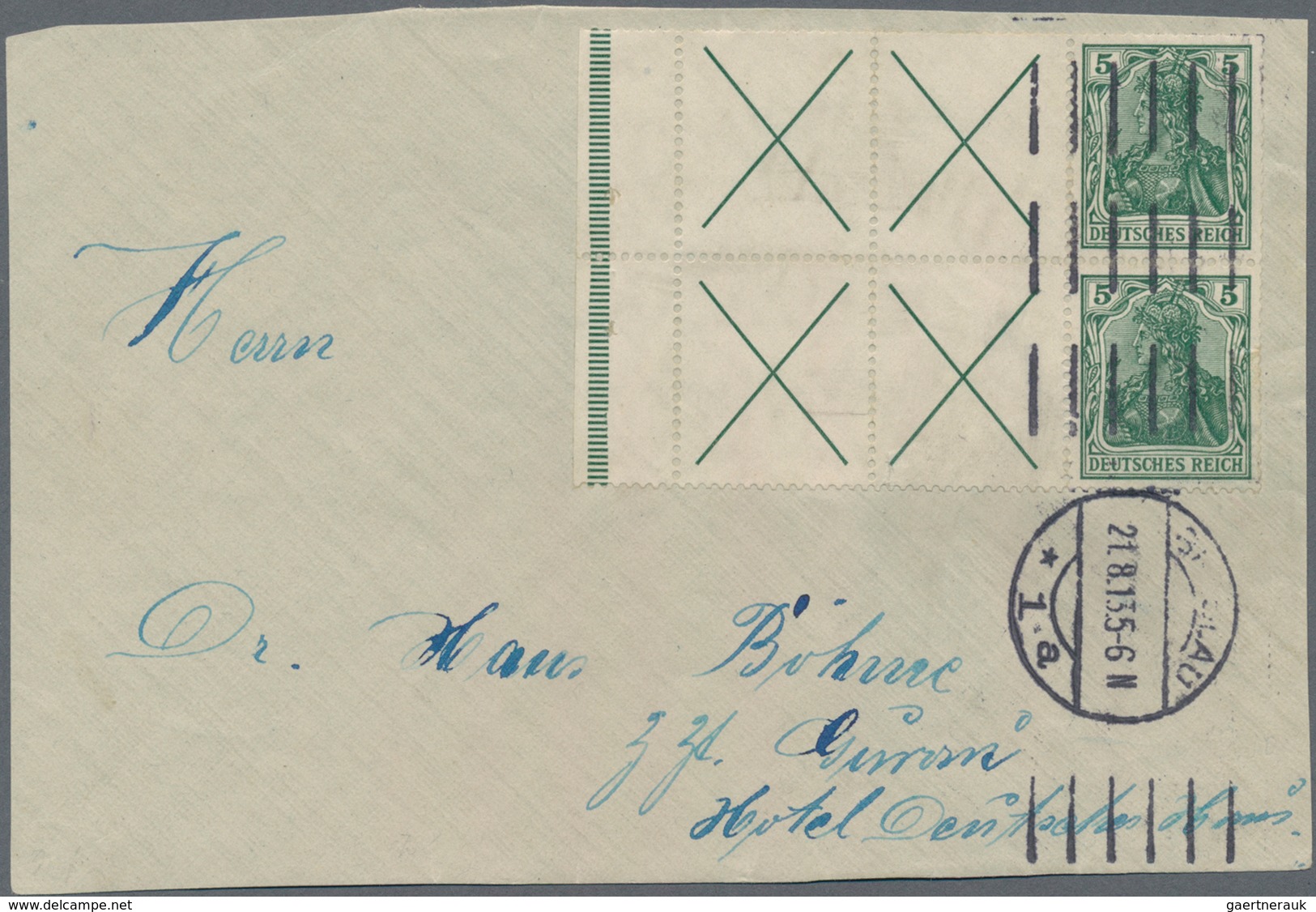 Deutsches Reich - Markenheftchenblätter: 1912, 2 X 5 Pf Germania + 4 Andreaskreuze Mit Durchgezähnte - Postzegelboekjes