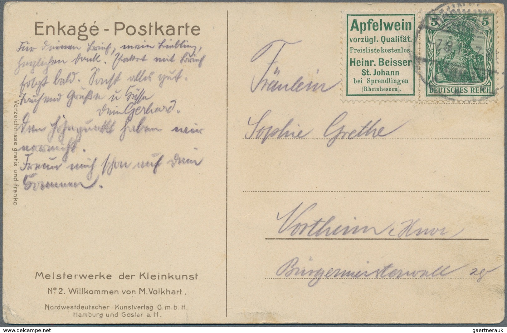 Deutsches Reich - Zusammendrucke: 1911, R7 "Apfelwein" + 5 Pfg. Germania Im Waagerechten Zusammendru - Zusammendrucke