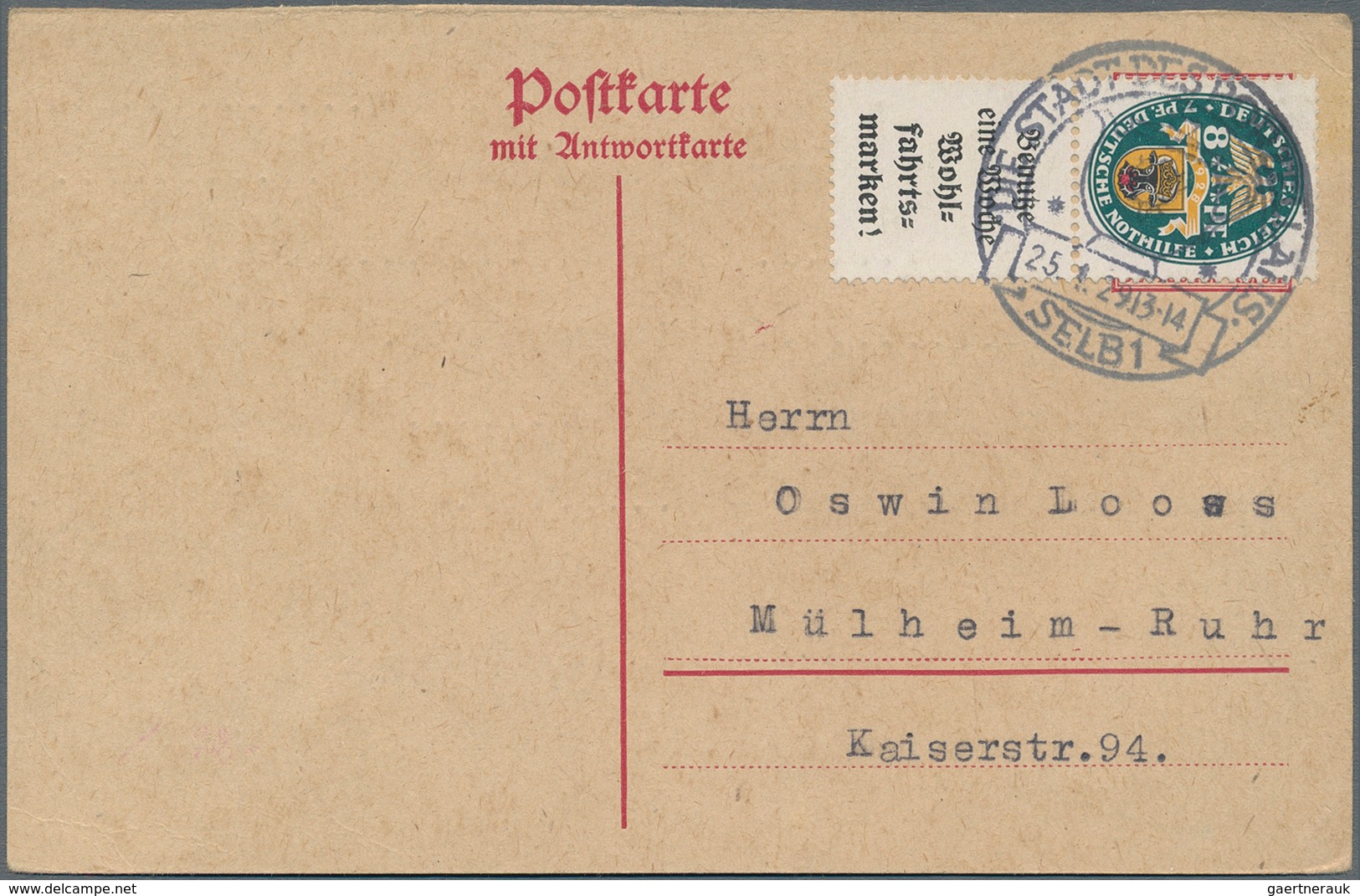 Deutsches Reich - Zusammendrucke: 1928, Senkr. Zdr. 8 Pf + A2 Aus H-Blatt 65 B, Portogerechte EF Auf - Zusammendrucke