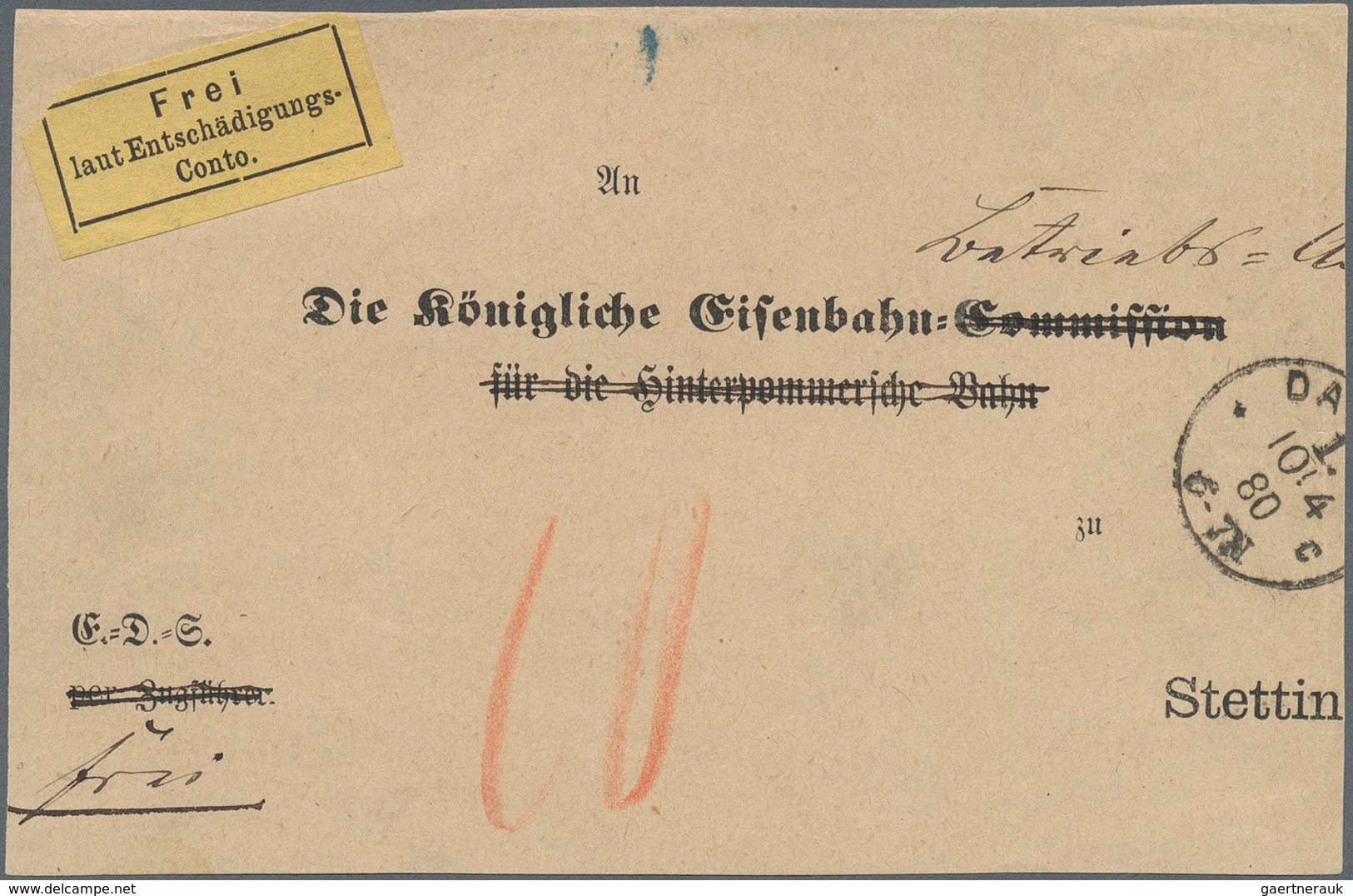 Deutsches Reich - Dienstmarken: 1874, Gebührenzettel Der OPD DANZIG Ohne Nennwert Für Dienstbriefe D - Officials