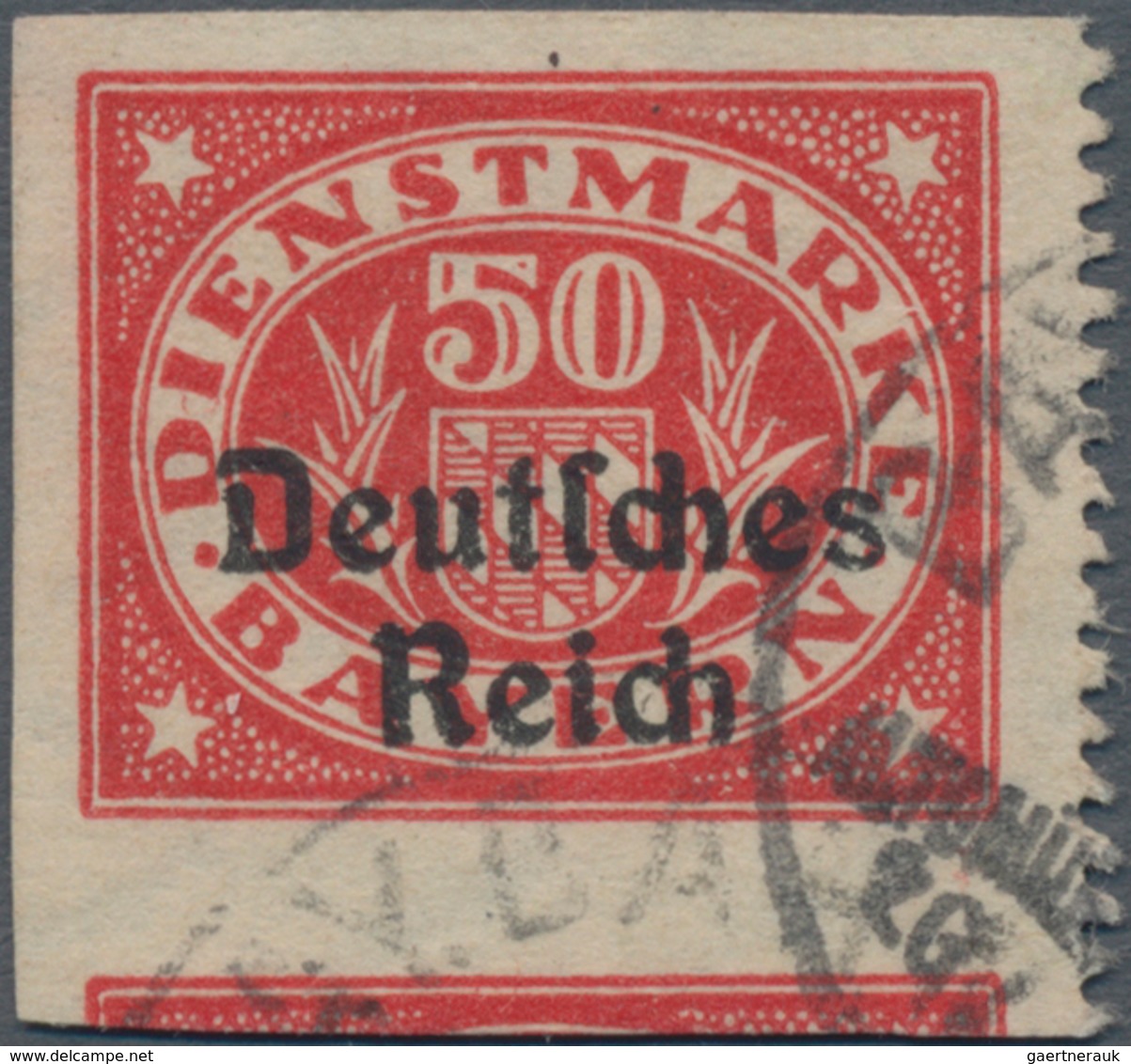 Deutsches Reich - Dienstmarken: 1920, 50 Pf. Bayern Abschied Mit Aufdruck Deutsches Reich Nur Rechts - Officials