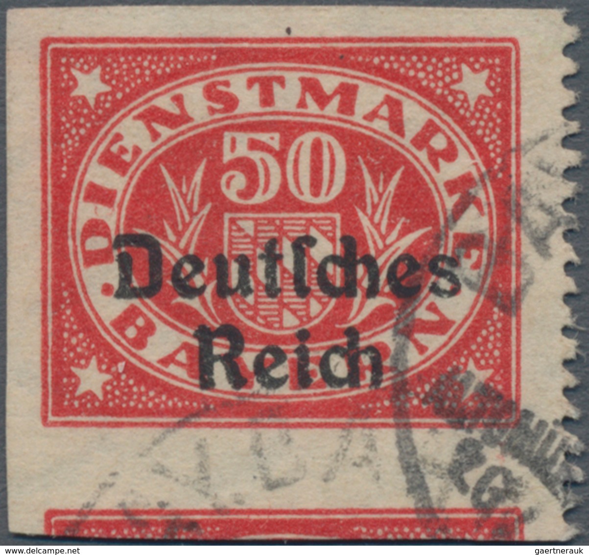 Deutsches Reich - Dienstmarken: 1920, 50 Pf. Bayern Abschied Mit Aufdruck Deutsches Reich Nur Rechts - Dienstzegels