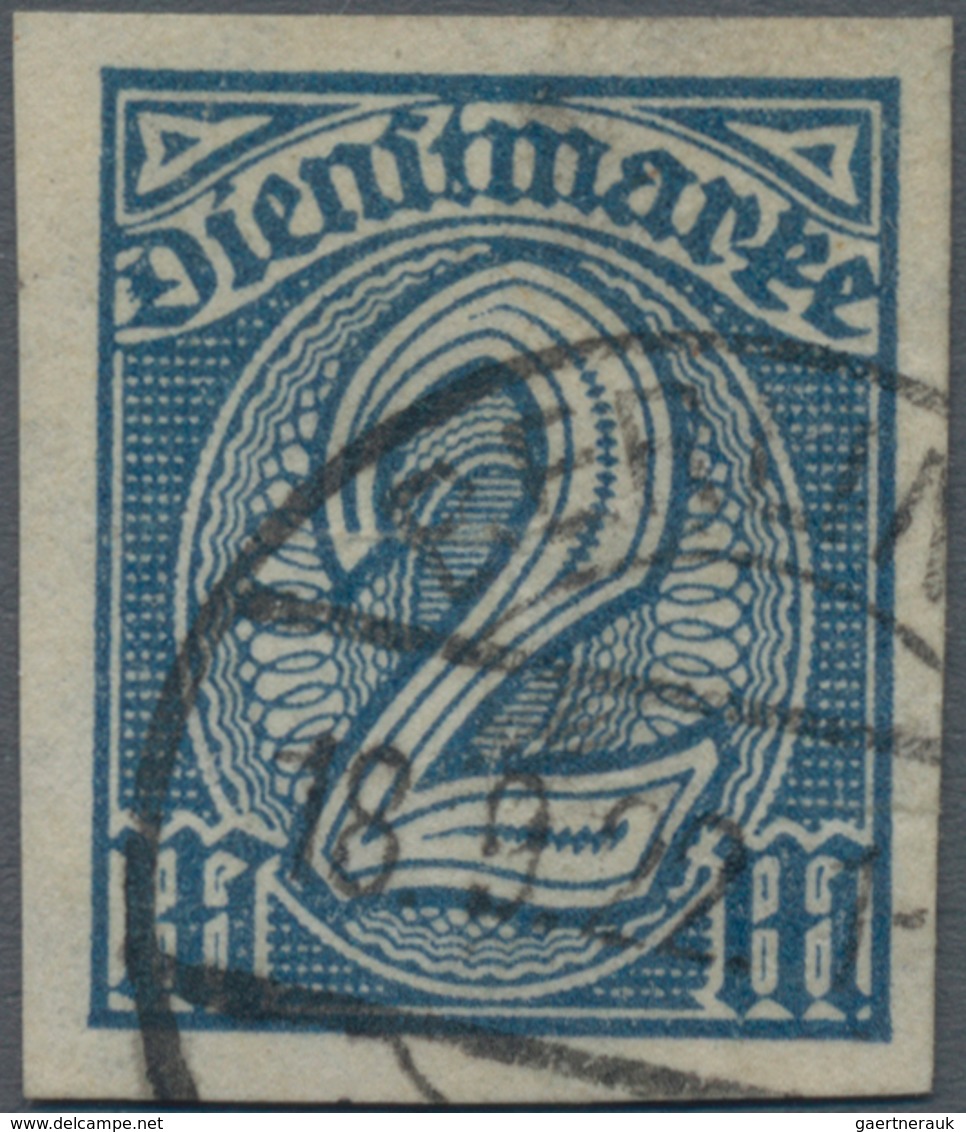 Deutsches Reich - Dienstmarken: 1922, 2 Mark Schwarzblau, UNGEZÄHNT, Attest Dr. Oechsner BPP (1991) - Oficial