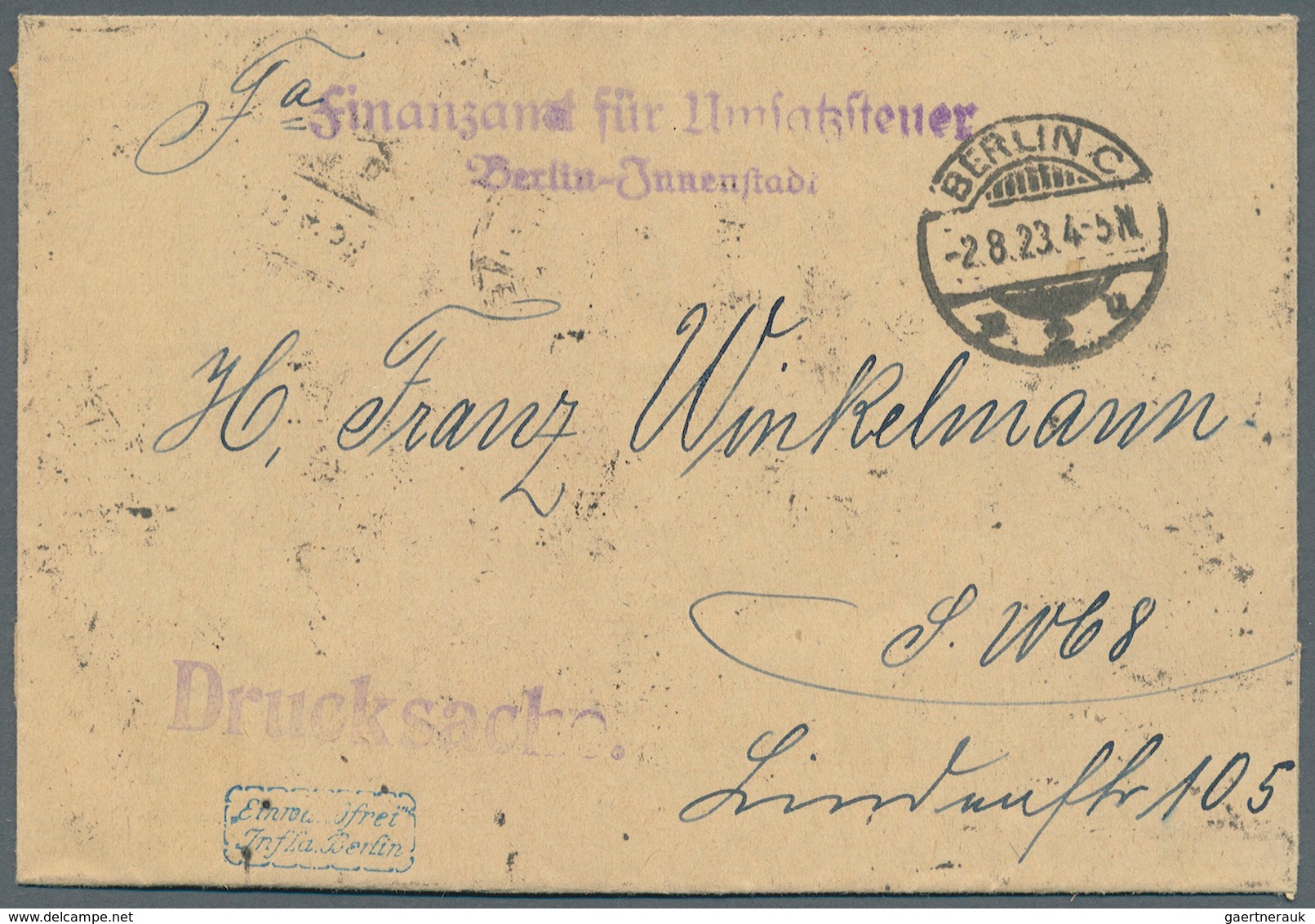 Deutsches Reich - Dienstmarken: 1923, 20 M. Schlangenaufdruck Mit Liegendem Wasserzeichen, Senkrecht - Service