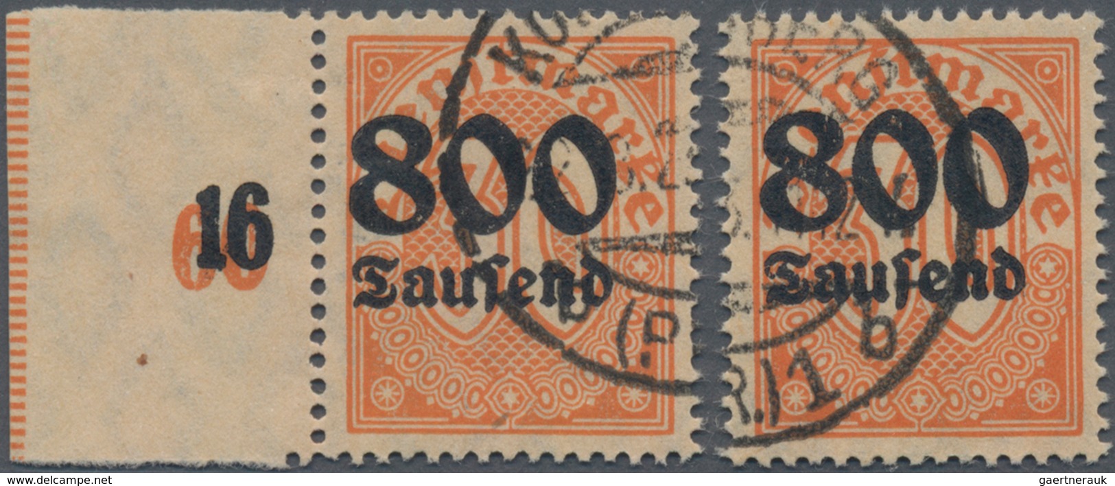 Deutsches Reich - Dienstmarken: 1923, 800 Tsd. Auf 30 Pfg. Mit Wz. Rauten, 2 Sauber Gestempelte Prac - Dienstzegels