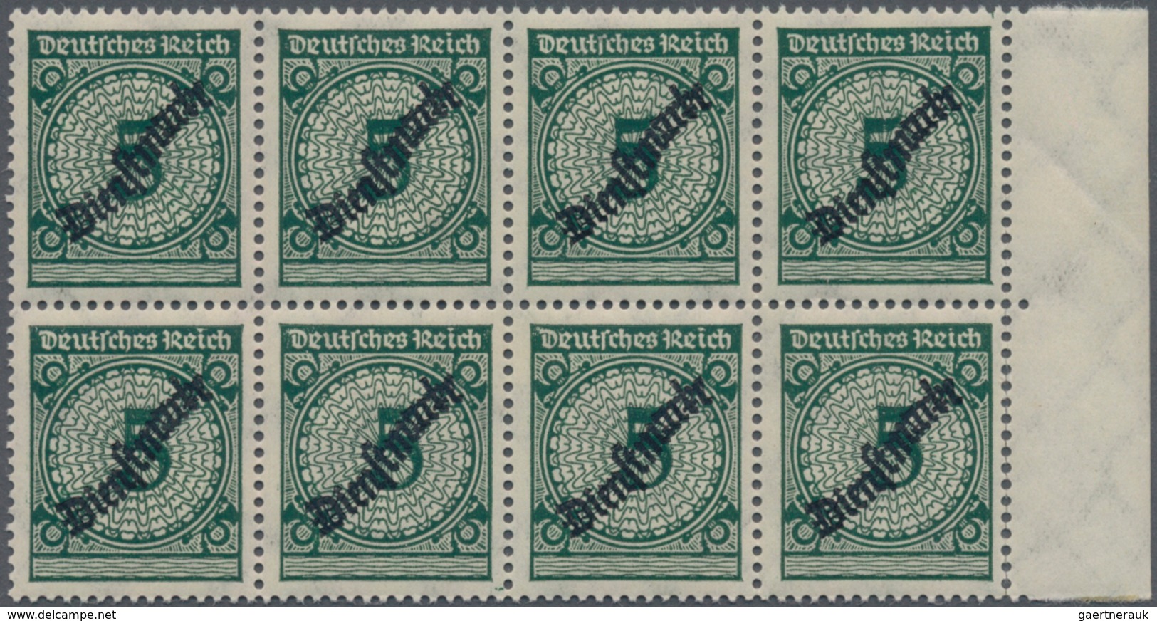 Deutsches Reich - Dienstmarken: 1924, 5 Pfg. Schlangenaufdruck In Seltener Farbe "schwarzopalgrün", - Service