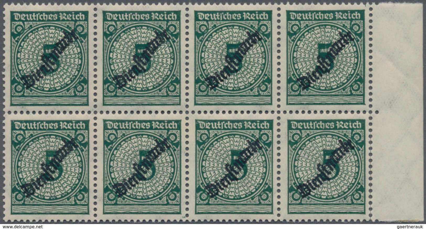 Deutsches Reich - Dienstmarken: 1924, 5 Pfg. Schlangenaufdruck In Seltener Farbe "schwarzopalgrün", - Dienstzegels