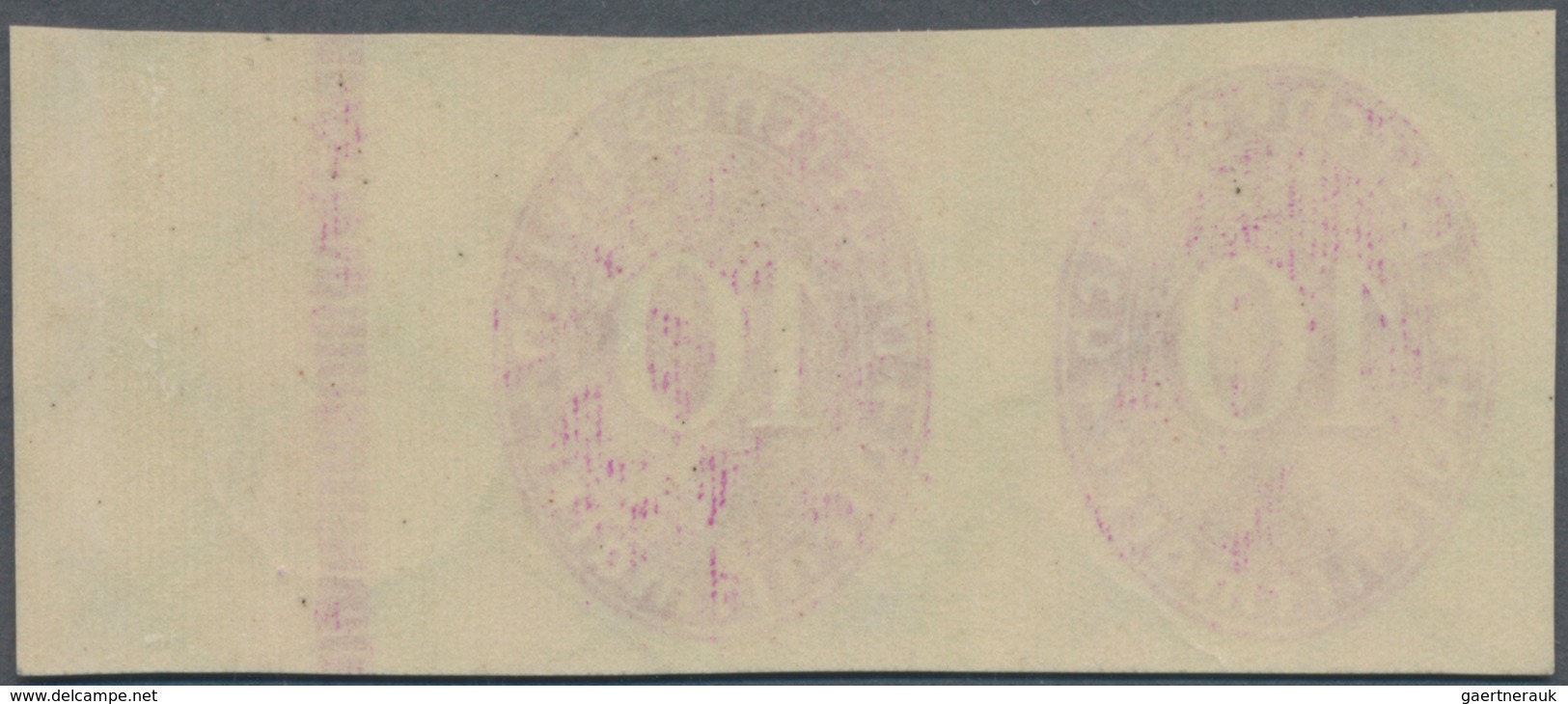 Deutsches Reich - Dienstmarken: 1930, Wertziffer Im Oval, 10 Pf Purpur UNGEZÄHNT Im Waagerechten Paa - Service
