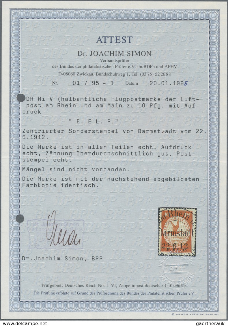 Deutsches Reich - Halbamtliche Flugmarken: 1912, 10 Pf. Rhein Und Ruhr Flugpostkarte Mit Überdurck " - Airmail & Zeppelin