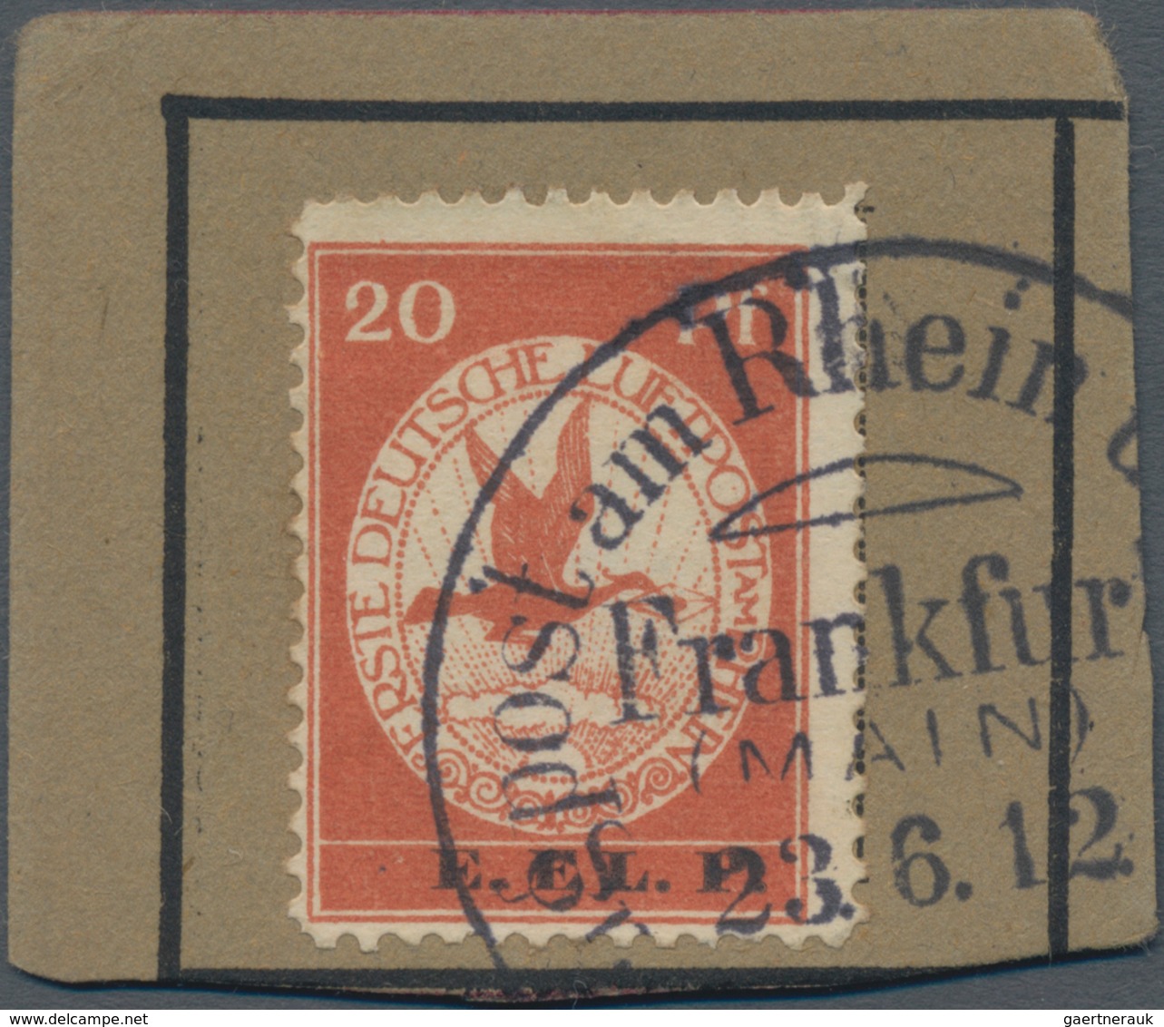 Deutsches Reich - Halbamtliche Flugmarken: 1912, Flugpostmarke 20 Pf. E.EL.P. Gebraucht Auf Kartenau - Poste Aérienne & Zeppelin