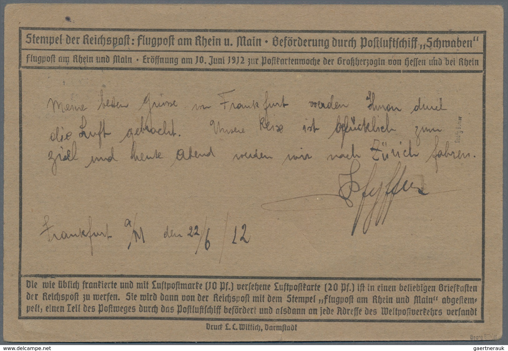 Deutsches Reich - Halbamtliche Flugmarken: 1912, Flugpostmarke 20 Pf. Mit Aufdruck "E.EL.P.", Schwär - Airmail & Zeppelin