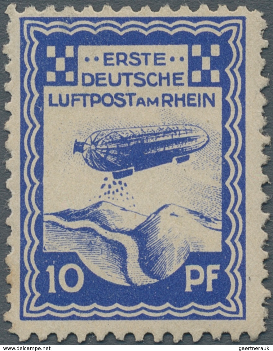 Deutsches Reich - Halbamtliche Flugmarken: 1913, Zeppelinflugtage Düsseldorf, 10 Pfg. Kobaltblau, Fa - Luft- Und Zeppelinpost