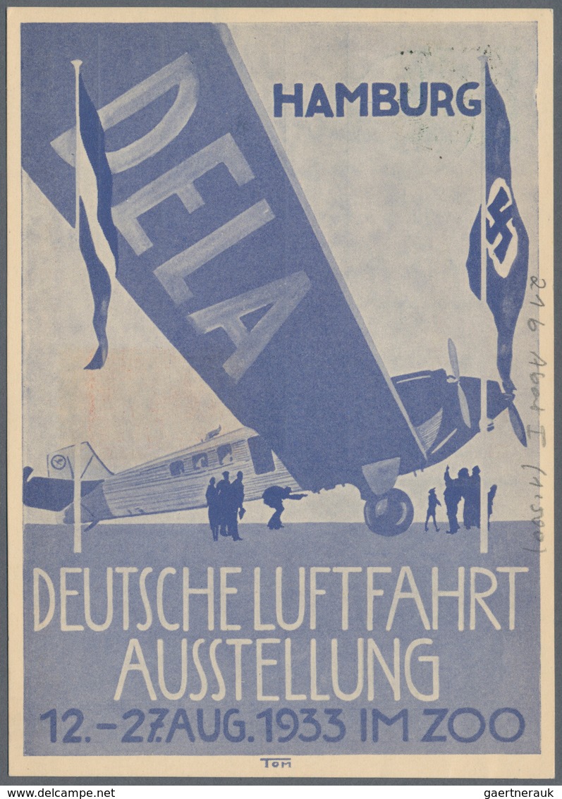 Deutsches Reich - Halbamtliche Flugmarken: 1933: Dela-Ballonmarke 30 Pfg. Rot Auf Mattkobalt Mit Aba - Luft- Und Zeppelinpost