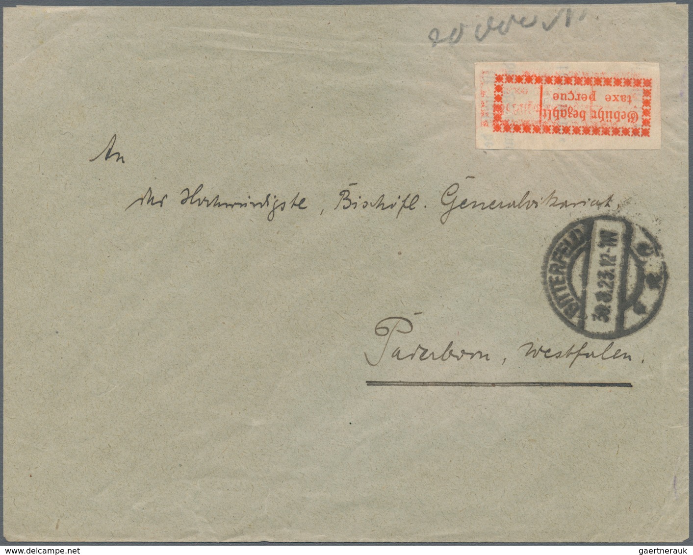 Deutsches Reich - Lokalausgaben 1918/23: HALLE: 1923, Gebührenzettel Mit Fehldruck (ähnlich Doppeldr - Cartas & Documentos