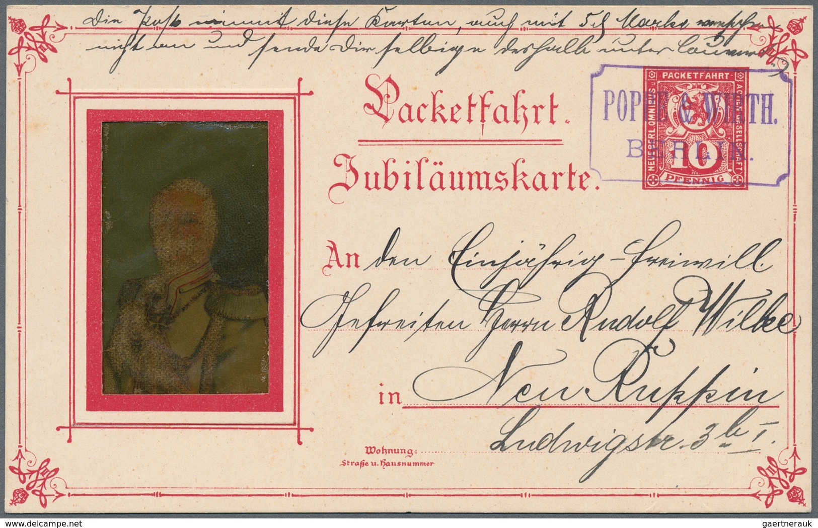 Deutsches Reich - Privatpost (Stadtpost): 1898, BERLIN, Packetfahrt, Karte Zum 10-Jährigen Regierung - Private & Local Mails