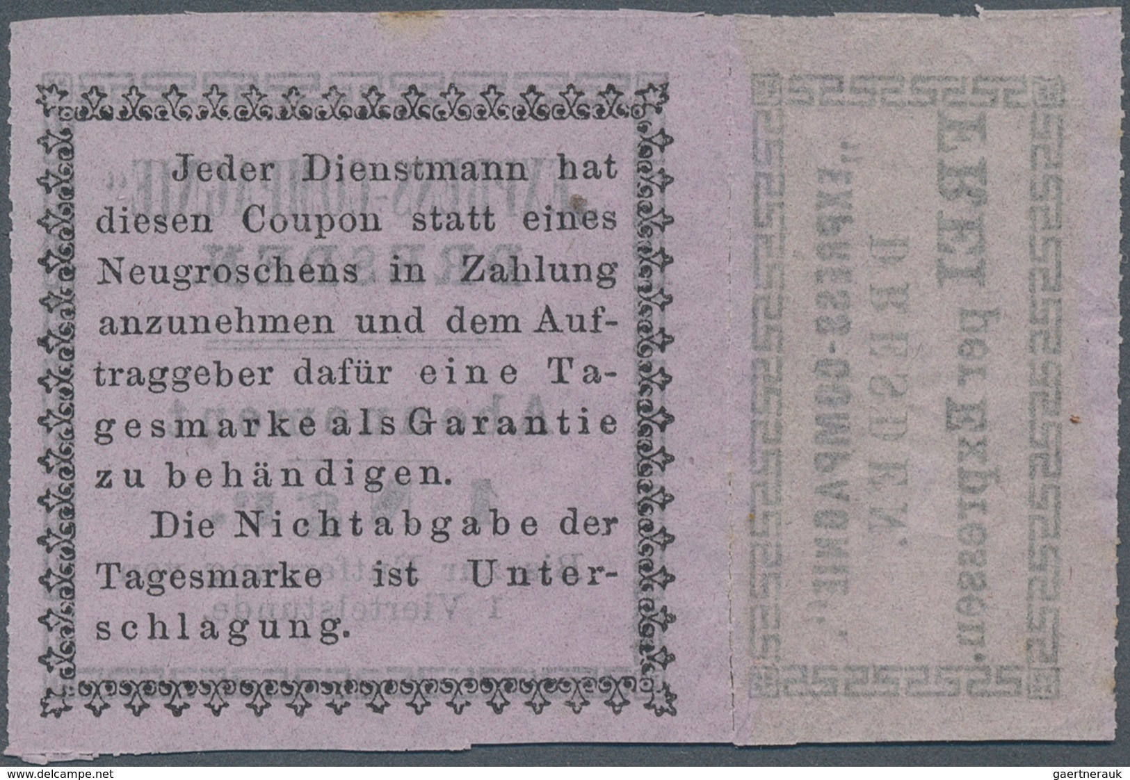 Deutsches Reich - Privatpost (Stadtpost): DRESDEN: 1 Ngr Schwarz Auf Rosa Ungebraucht In Guter Erhal - Private & Local Mails